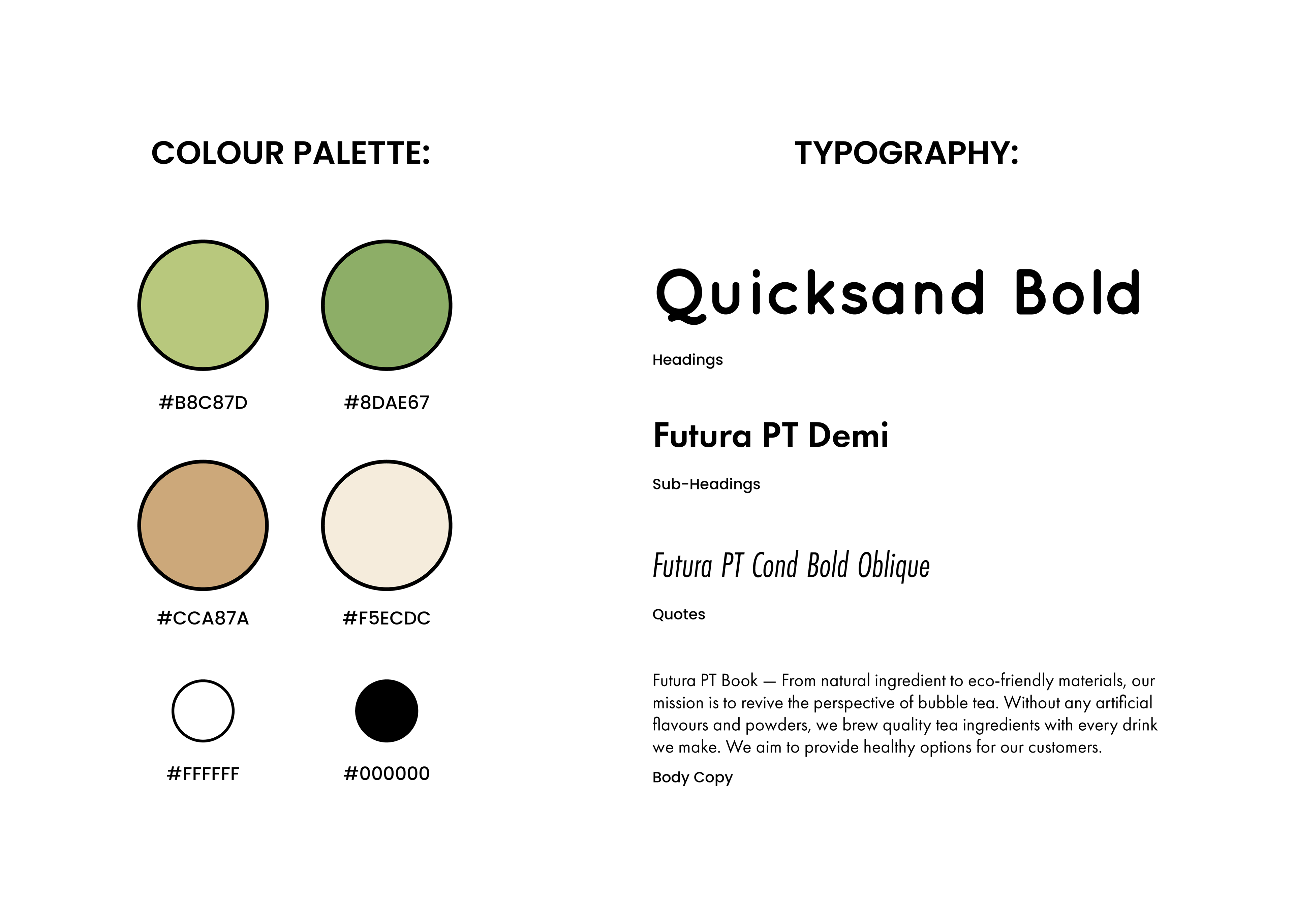 Shizen - Colour palette and typography