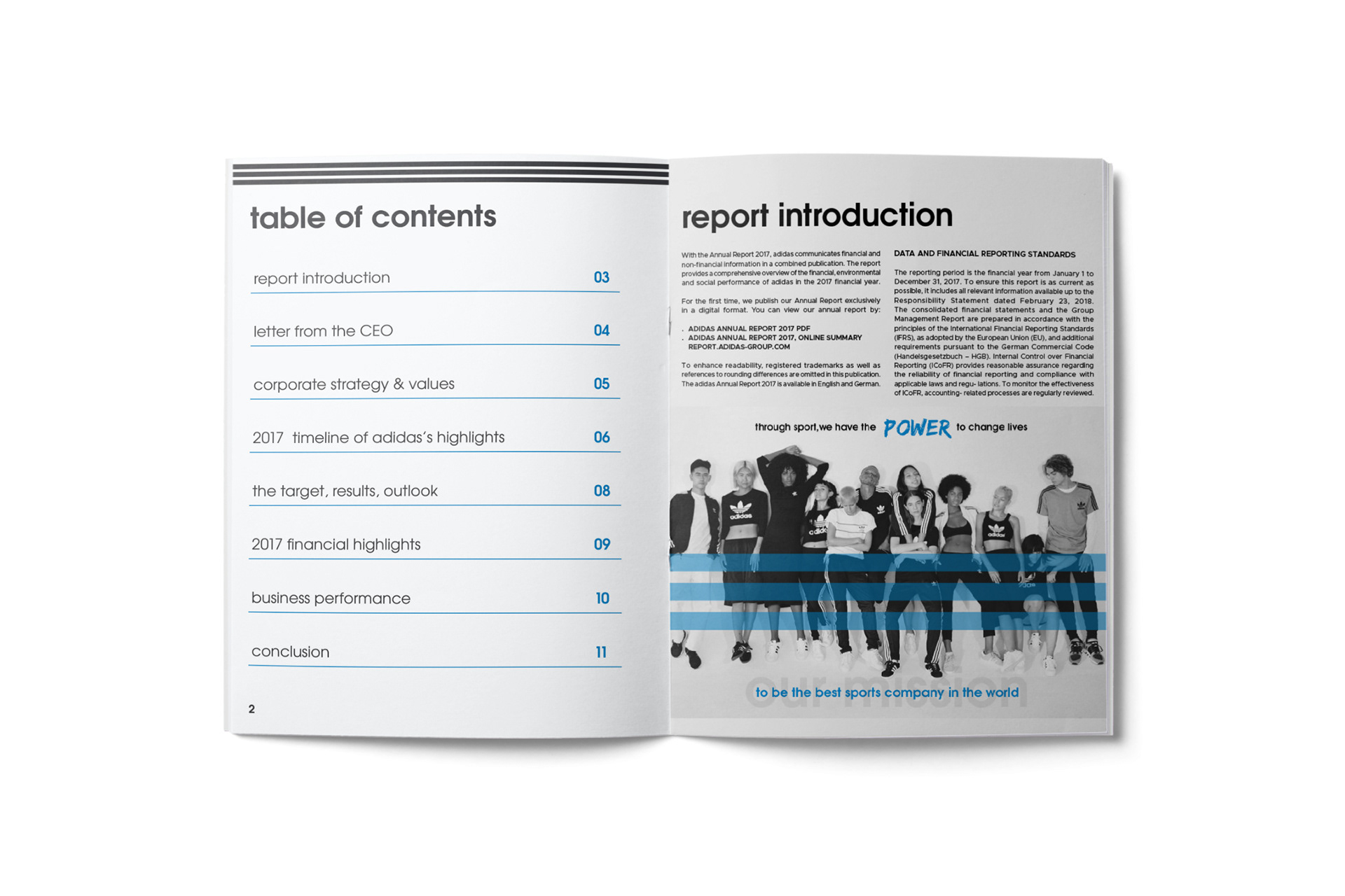Spread of Table Of Contents and Report Introduction