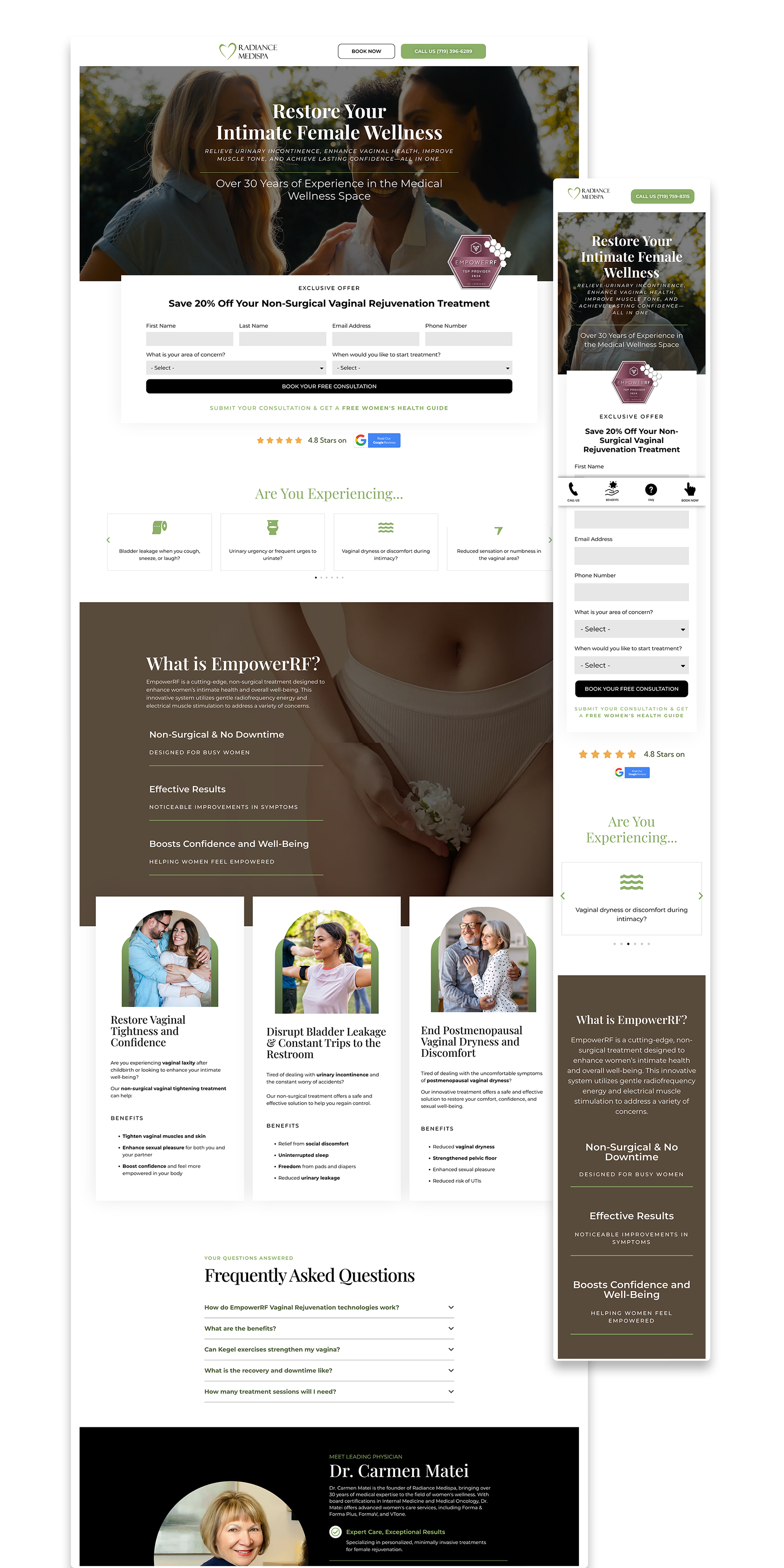 Radiance Medispa - EmpowerRF Consultation Landing Page