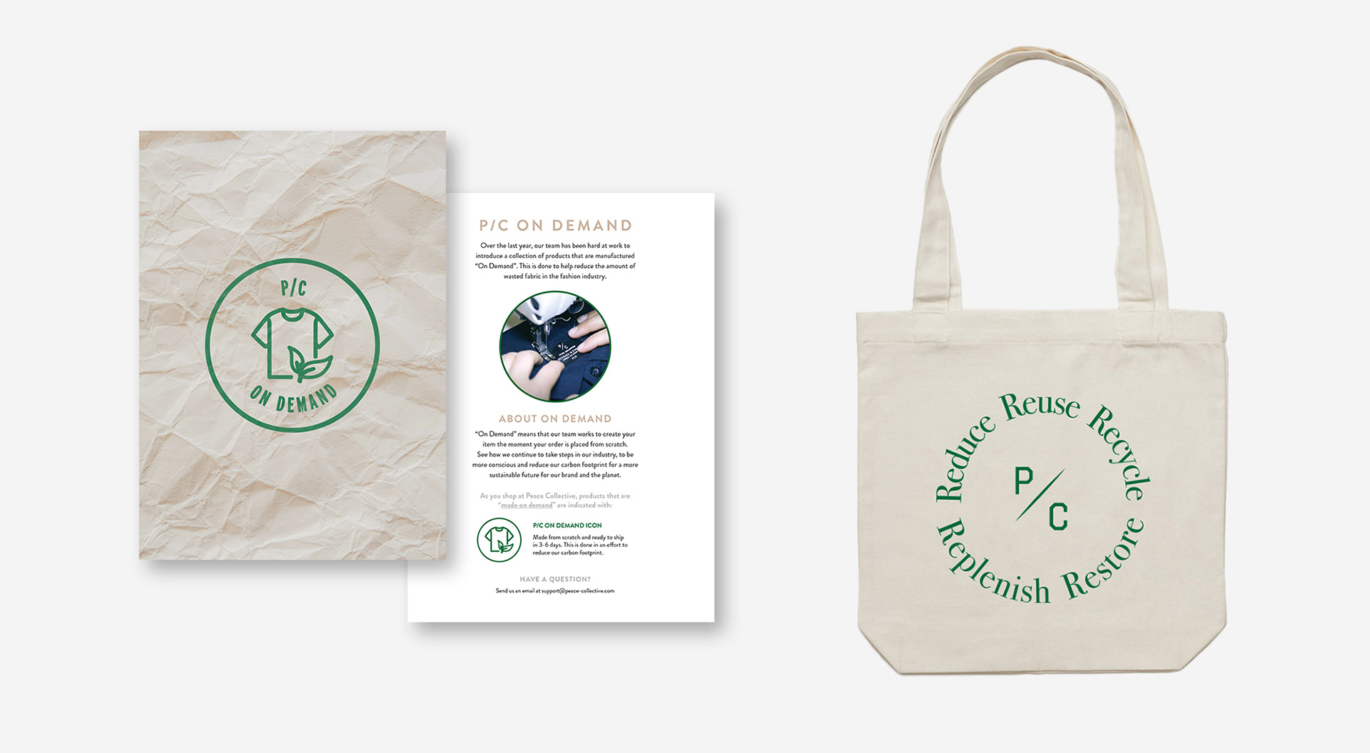 PC On Demand card insert and tote bag mockup