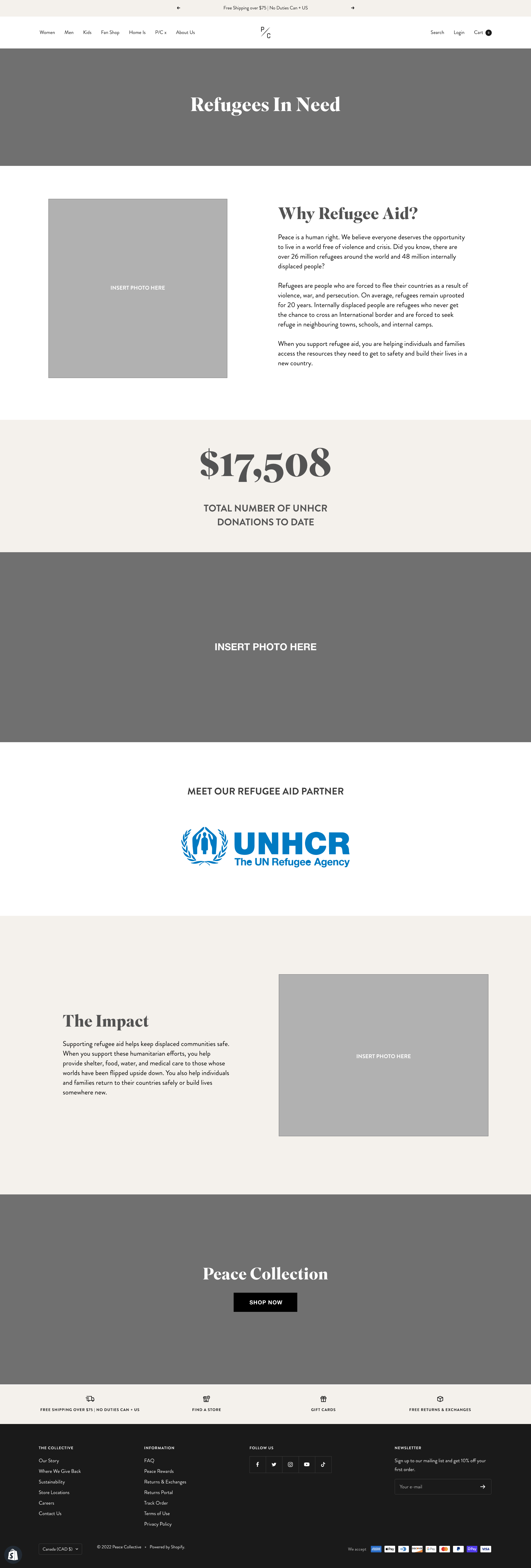 Refugees In Need Initial Wireframe