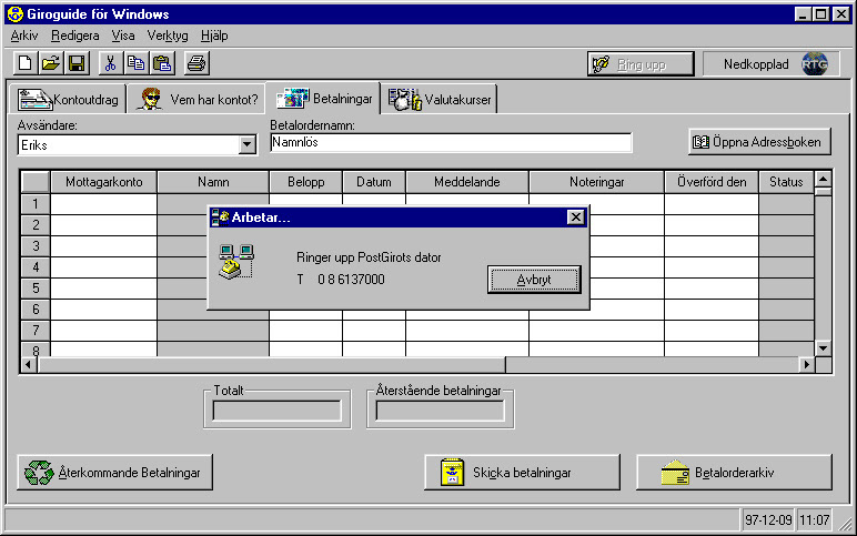 Dial Bank using Modem