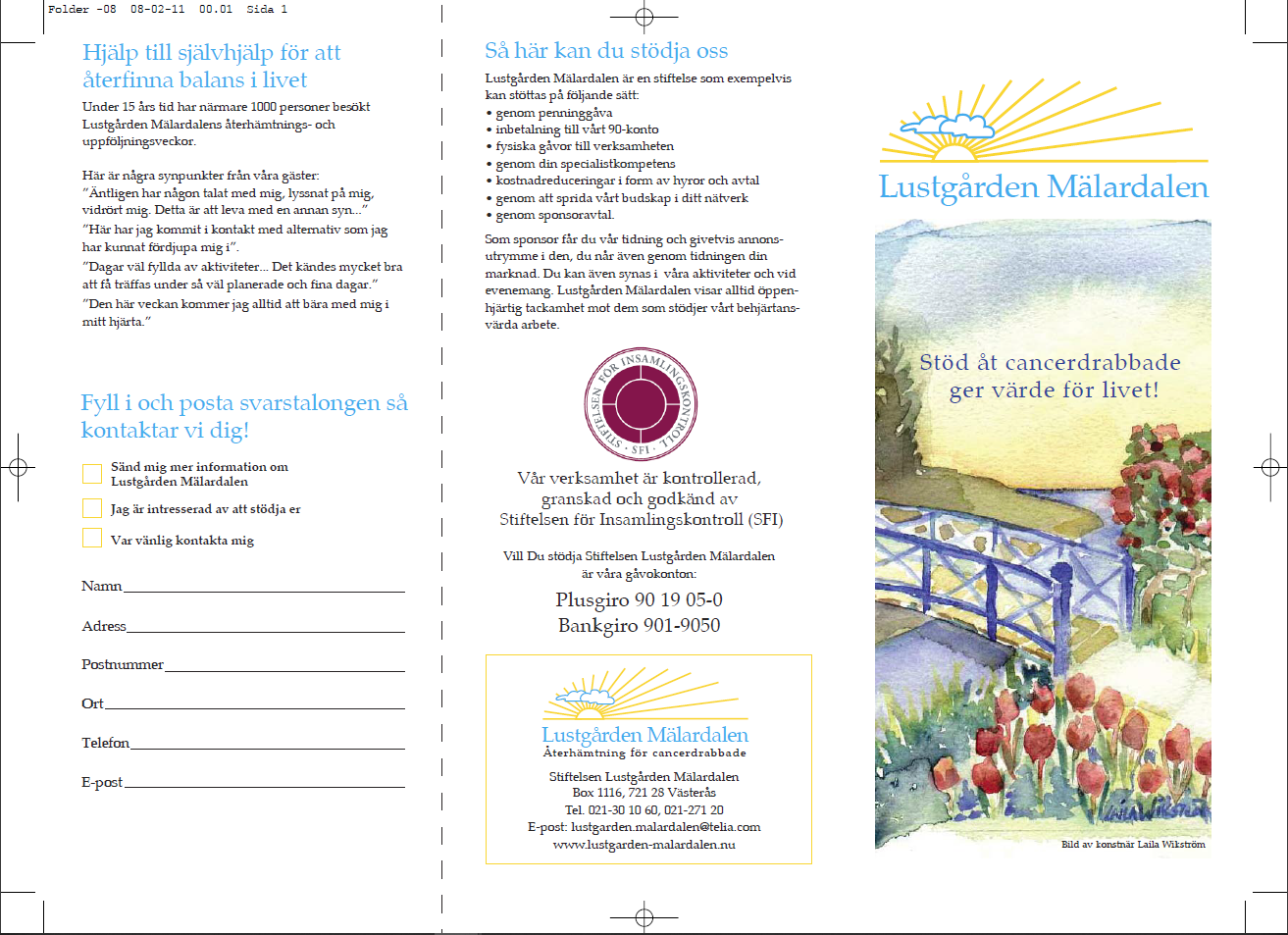 6 sided Datasheet for Lustgården Mälardalen. A breast Cancer treatment center