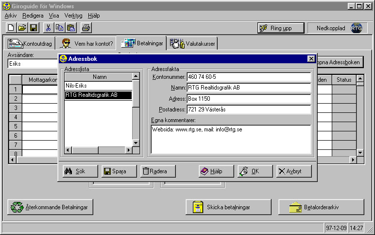Adress Book - Account Number Recipient