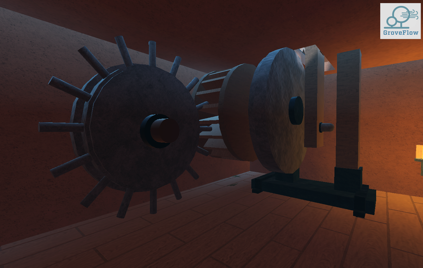 gears from the water wheel to the saw