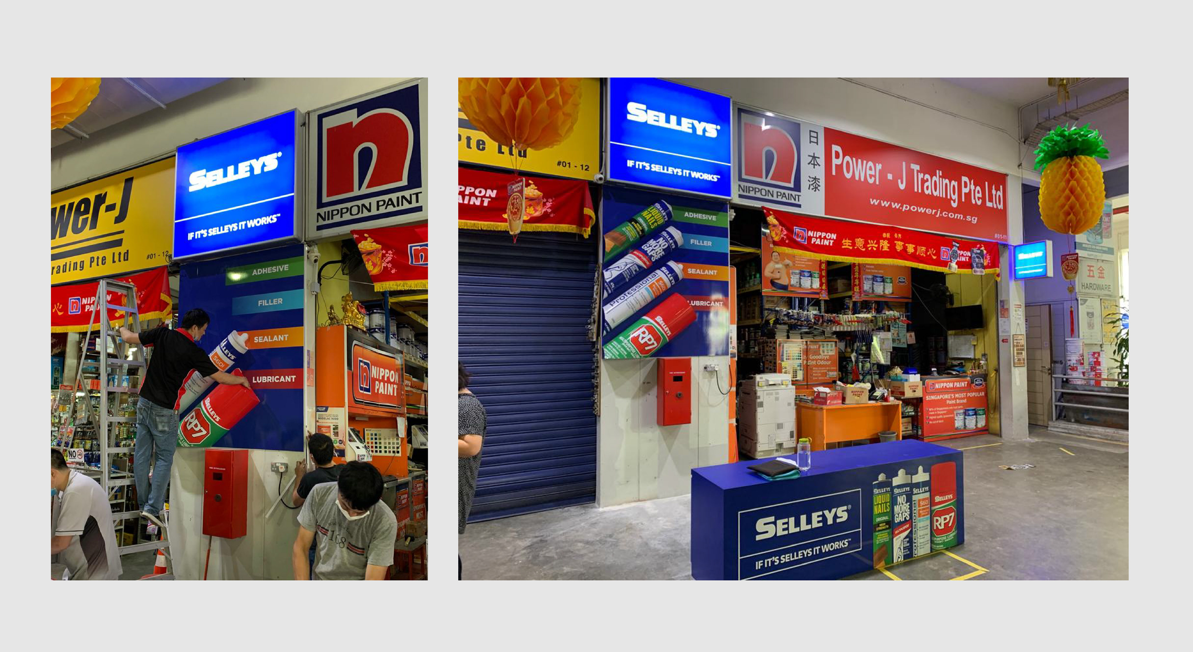 Selleys Power J Store lighted signages and 3d wall display
