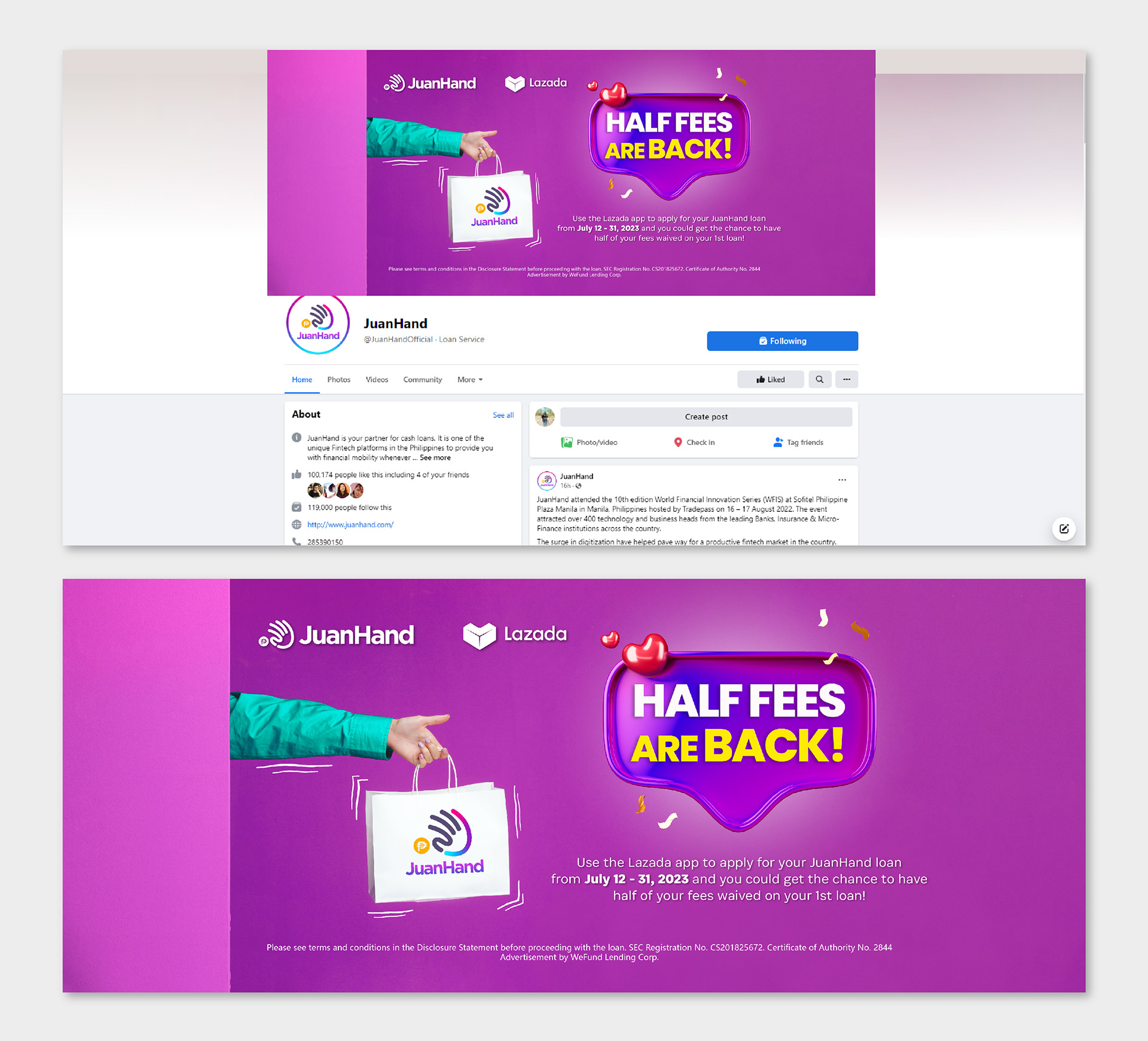 Facebook banner simulation and artwork