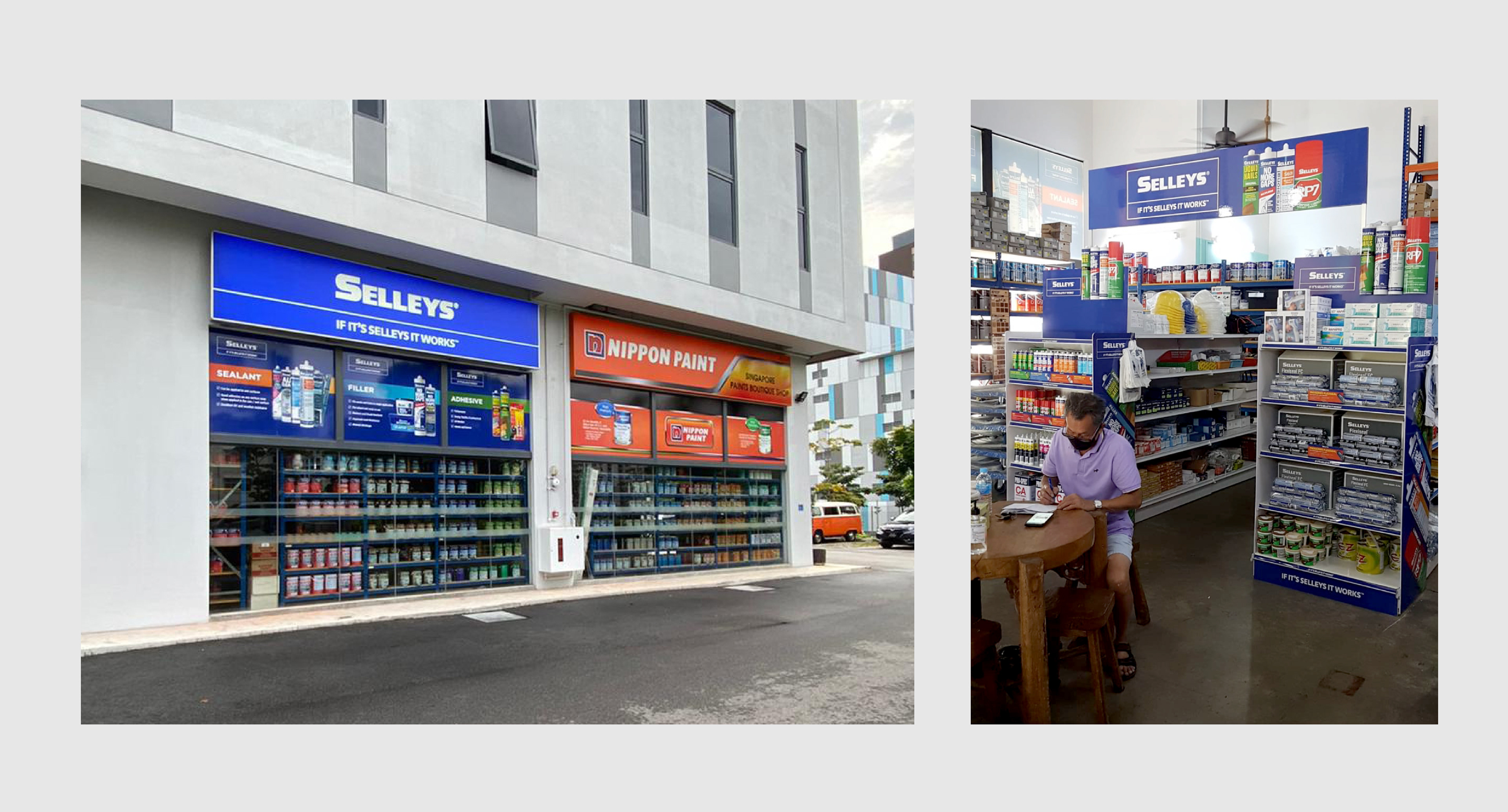 Selleys Singapore Paints' Store signage and window graphics | Aisle banner