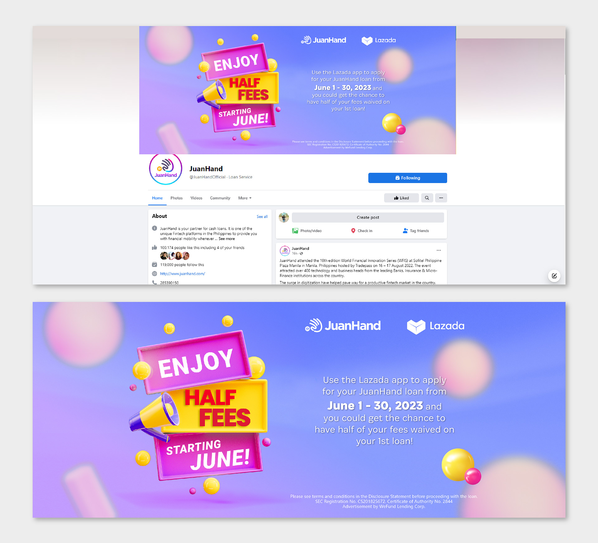 Facebook banner simulation and artwork