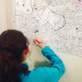 I designed a large colouring page that could be worked on during the project s touring exhibition