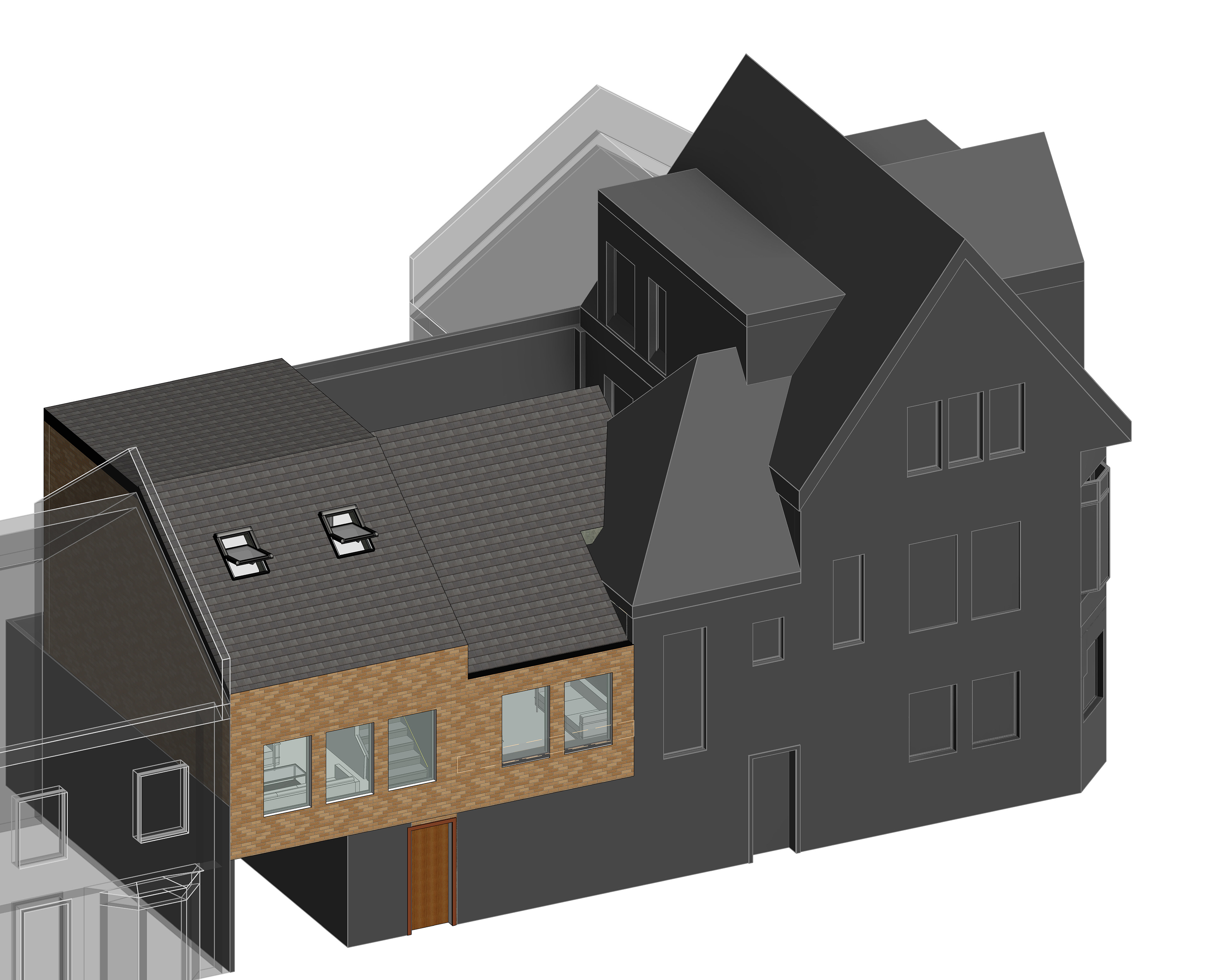 Studio flat in addition to 2-bed-House