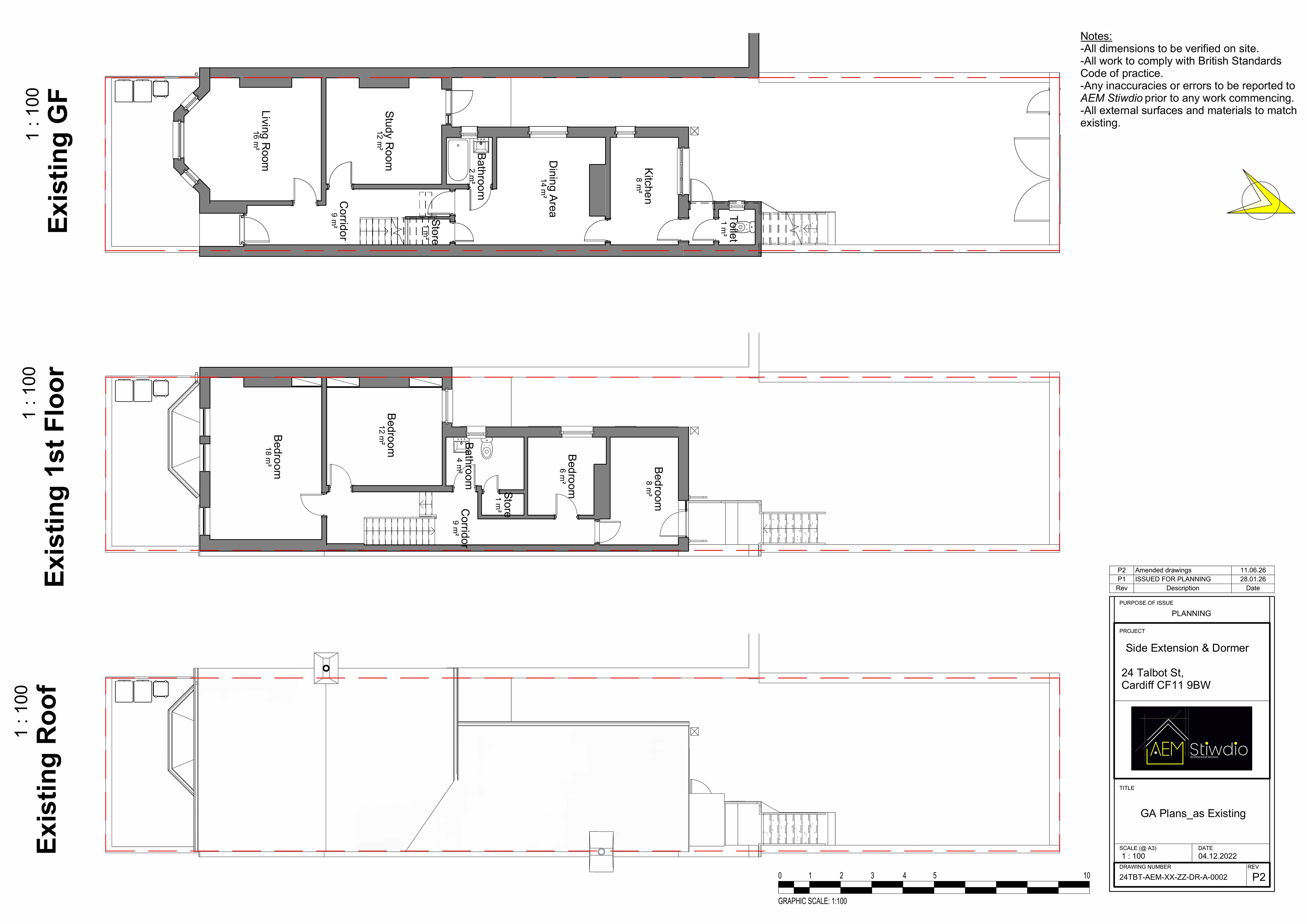 24 Talbot St, Cardiff - floor plans as existing