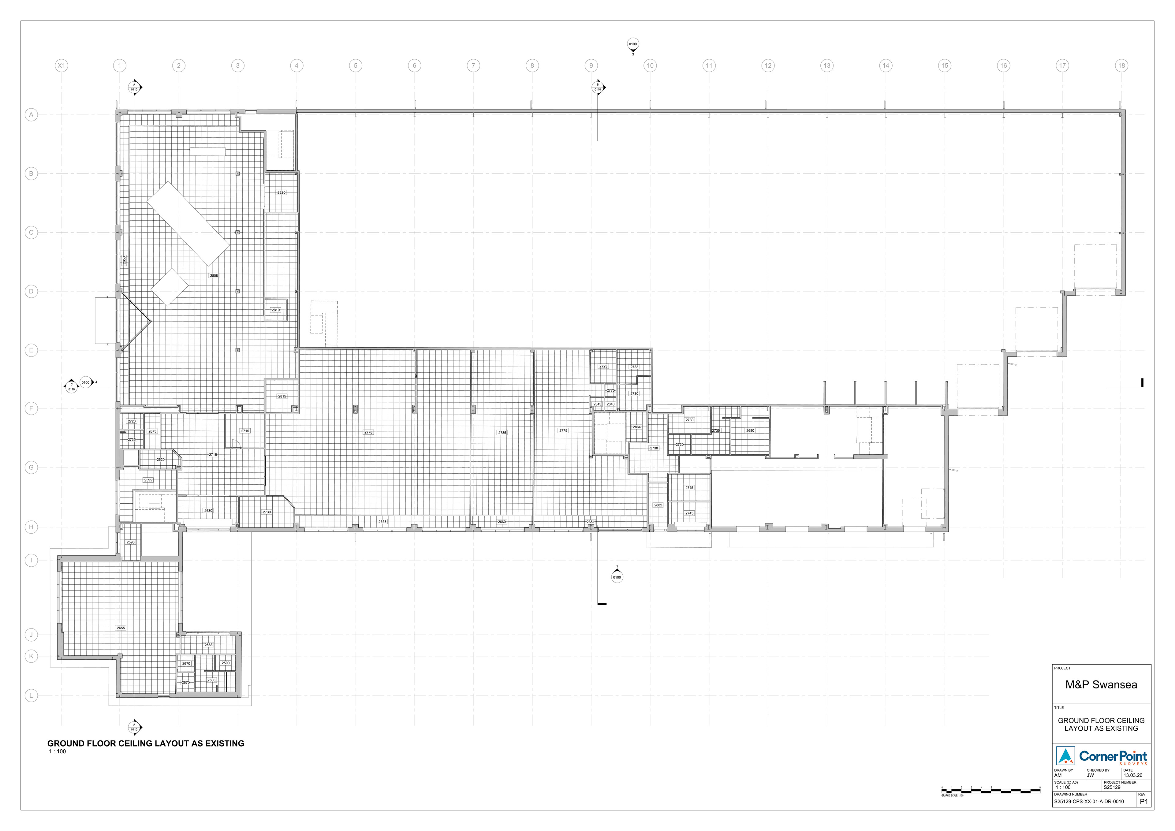 M&P Swansea showroom - reflected ceiling plan