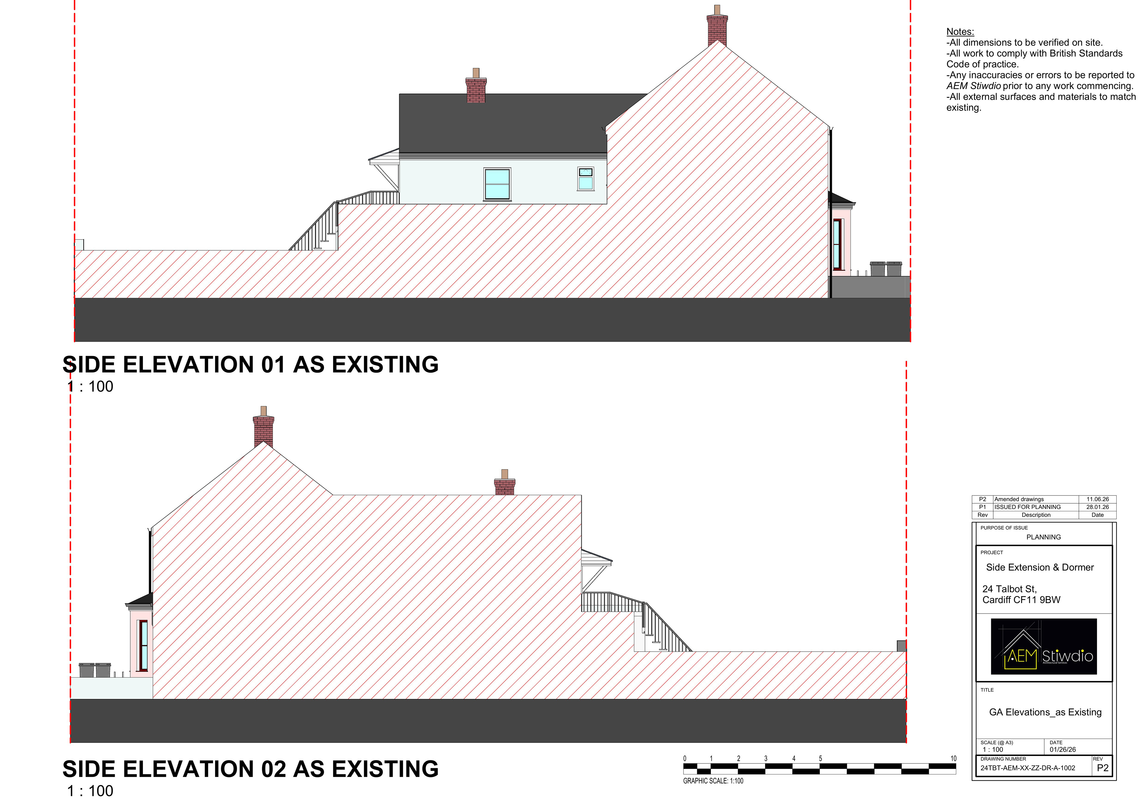 24 Talbot St, Cardiff - side elevations as existing