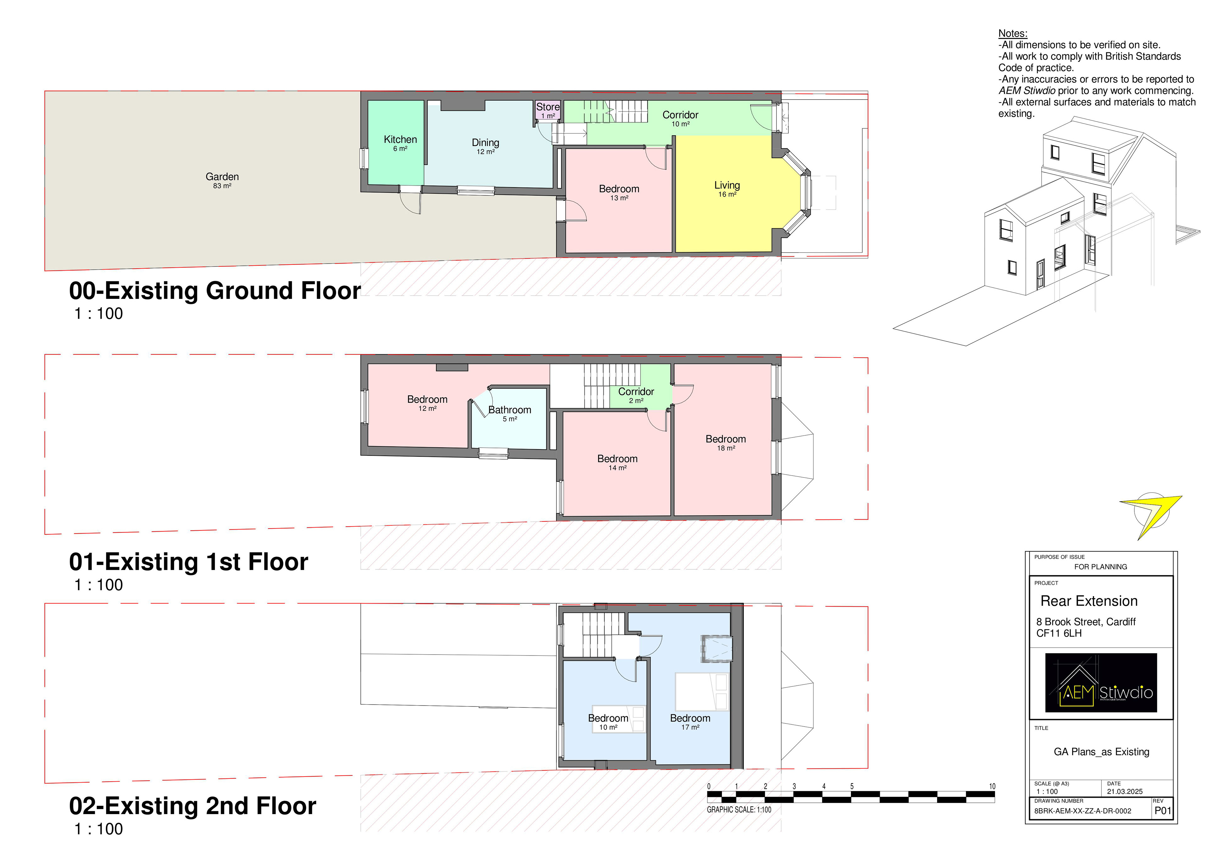 Floor Plan for Rear extension architectural plan for 8 Brook Street Cardiff