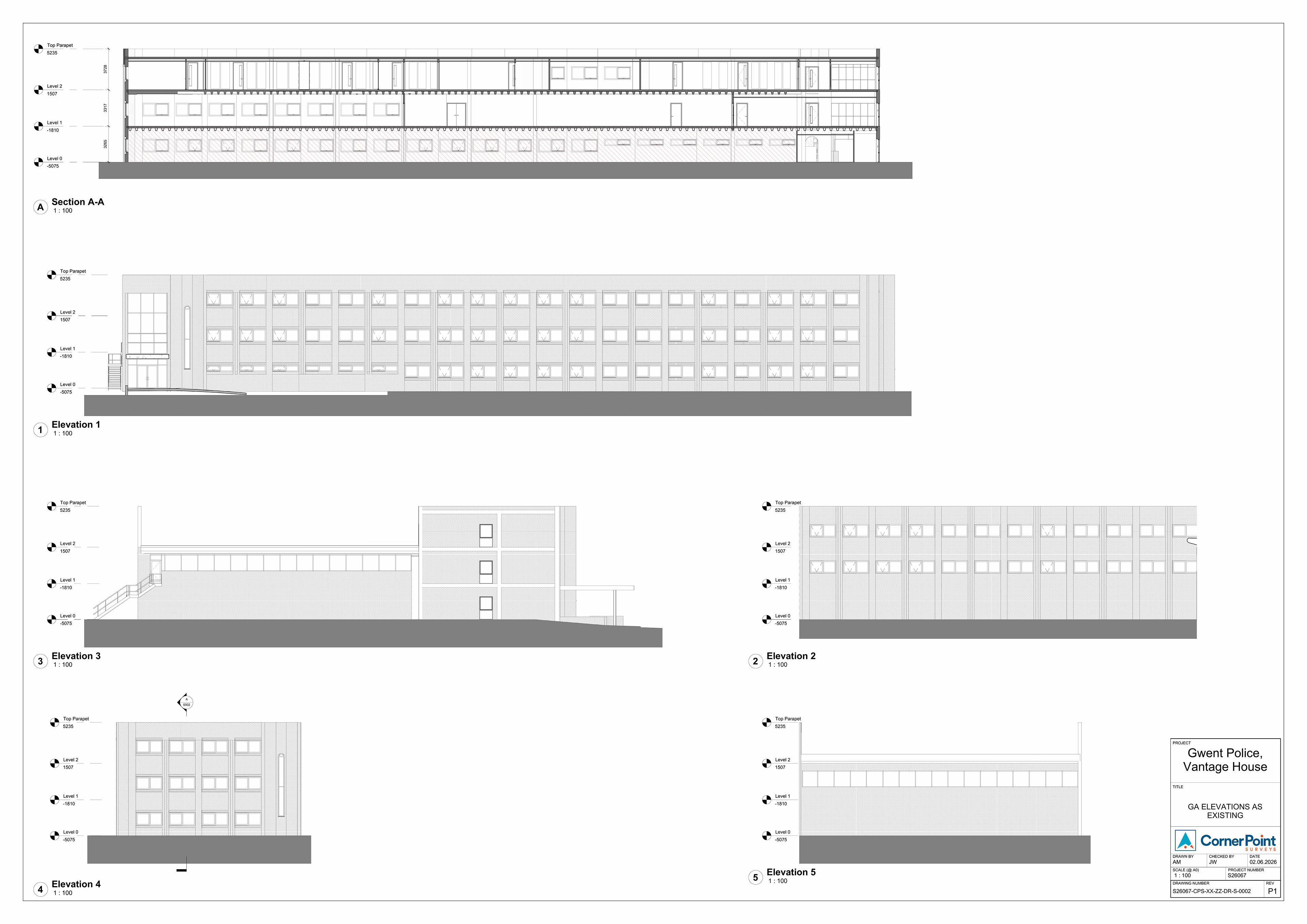 Gwent Police Vantage House - GA elevations as existing