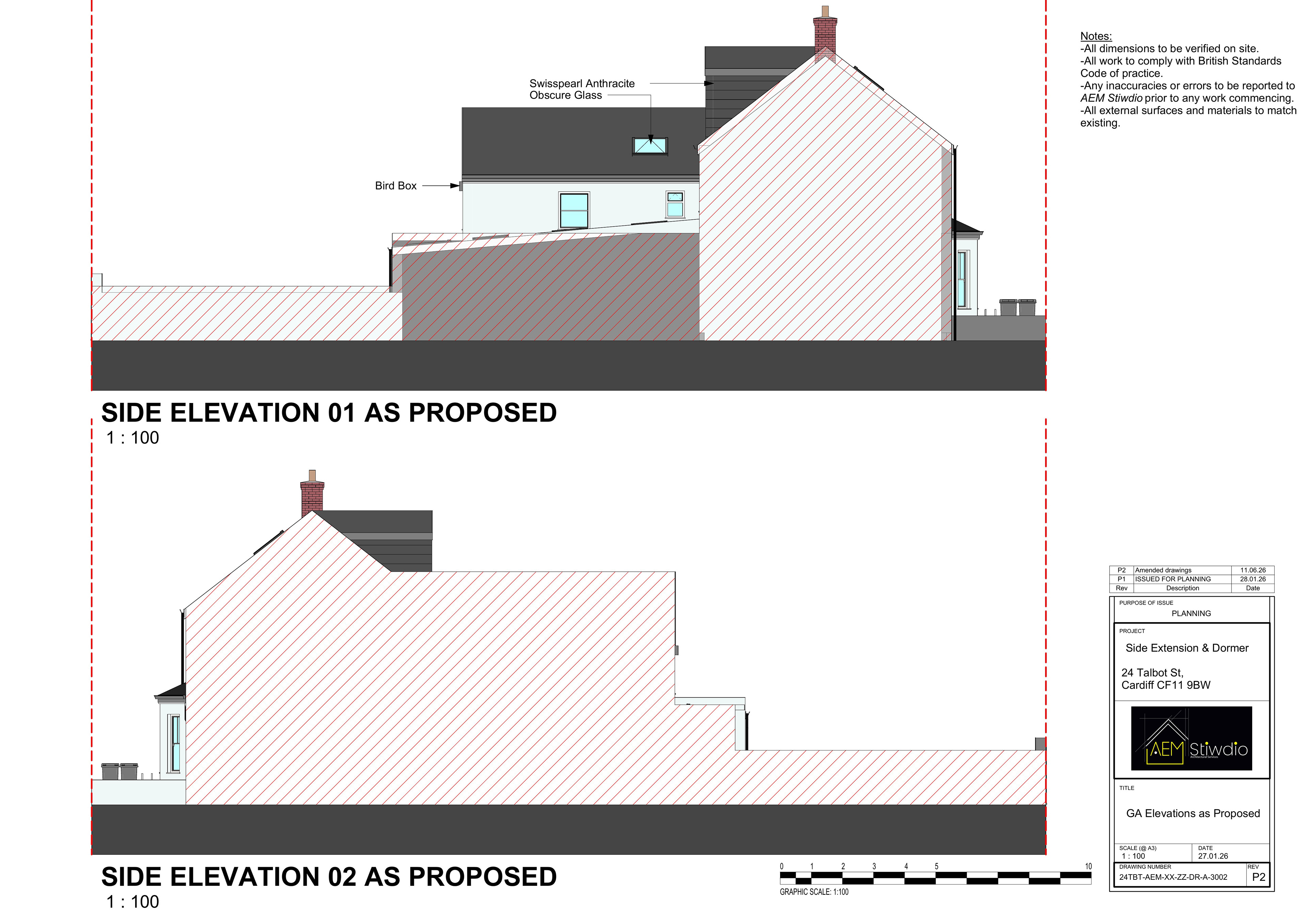 24 Talbot St, Cardiff - side elevations as proposed