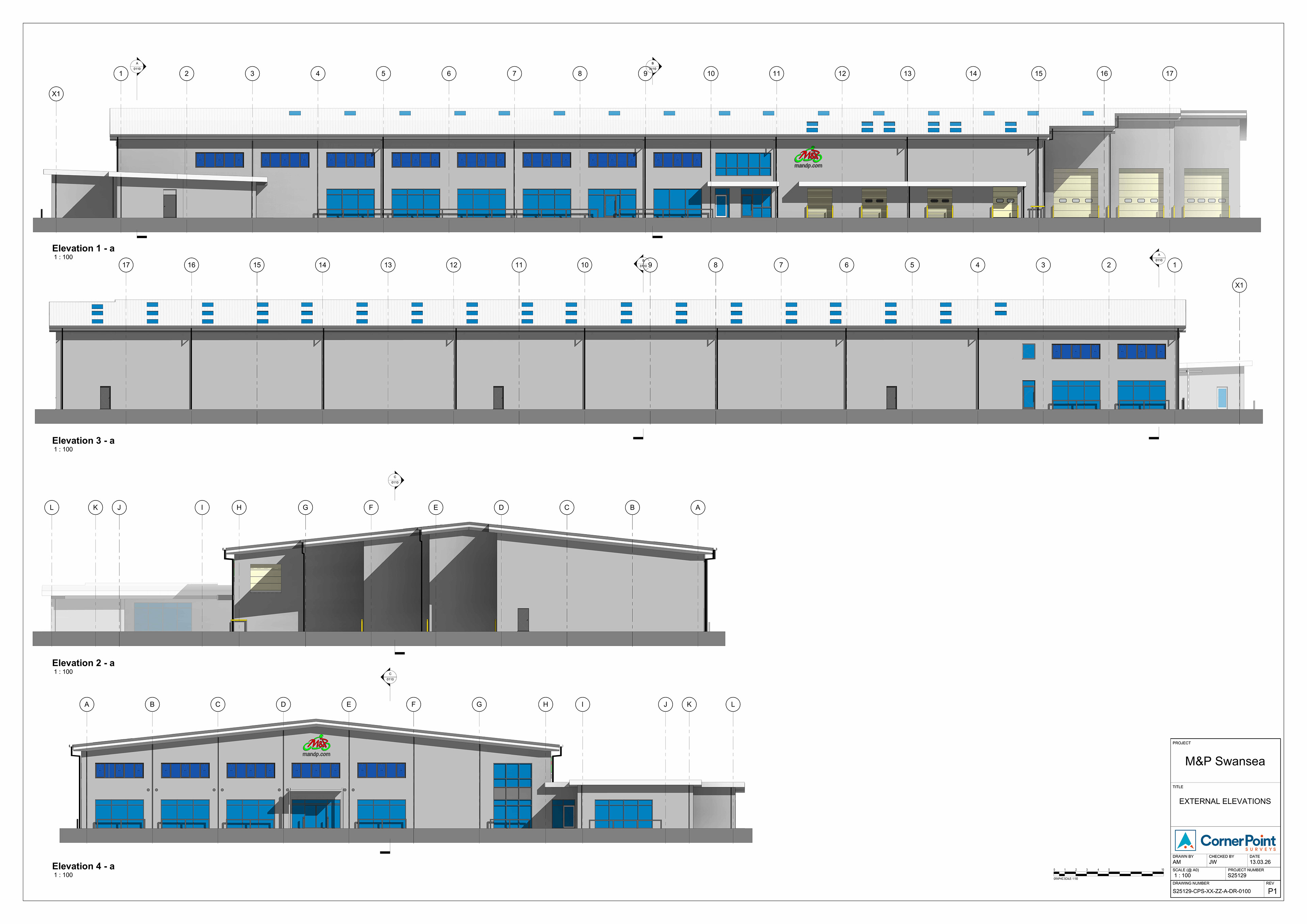 M&P Swansea showroom - external elevations as existing