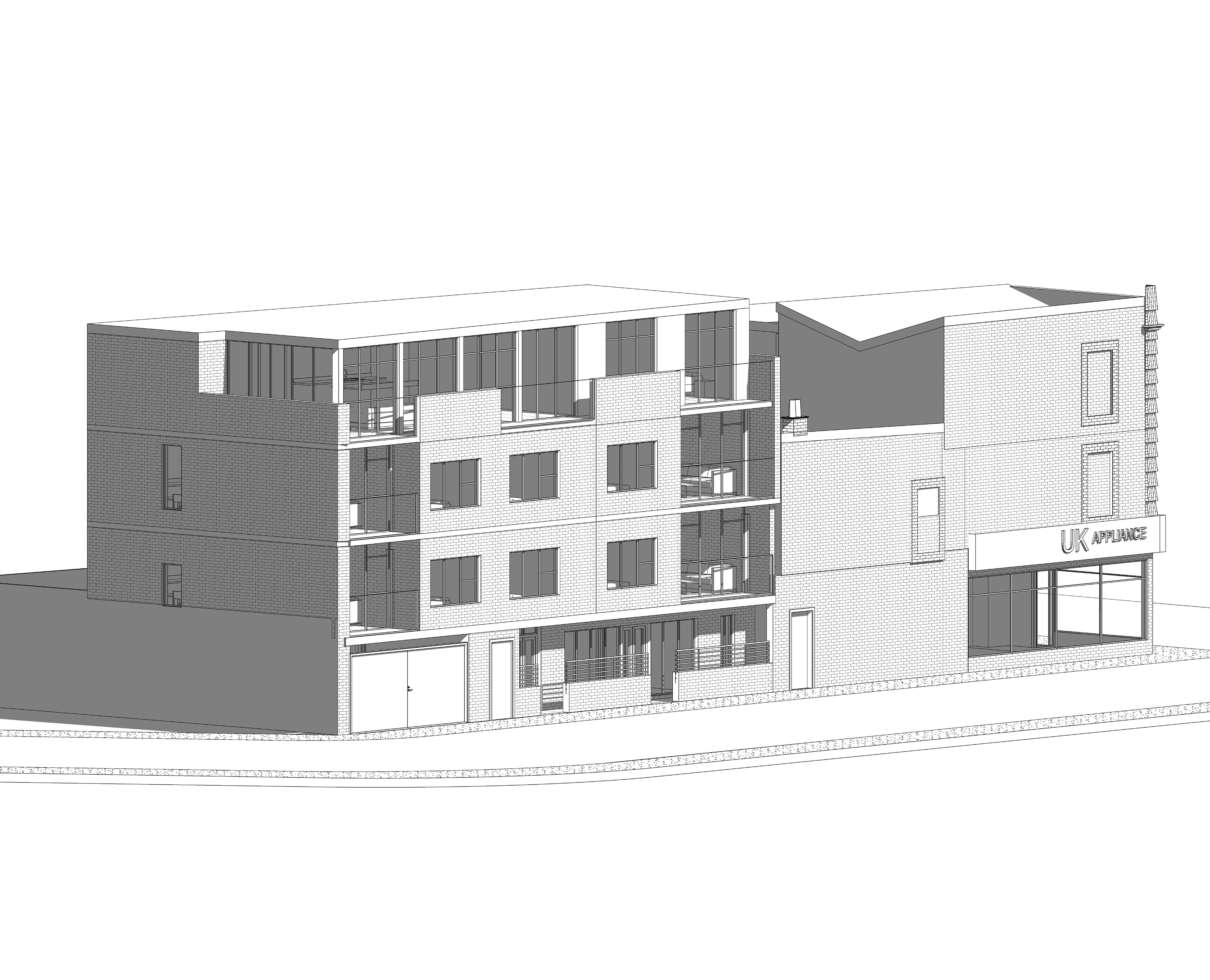 new building consists of new office, amenities, 2x 2 bed flat, 2x 1 bed flat, and lovely Penthouse. High Rd Leytonstone, London