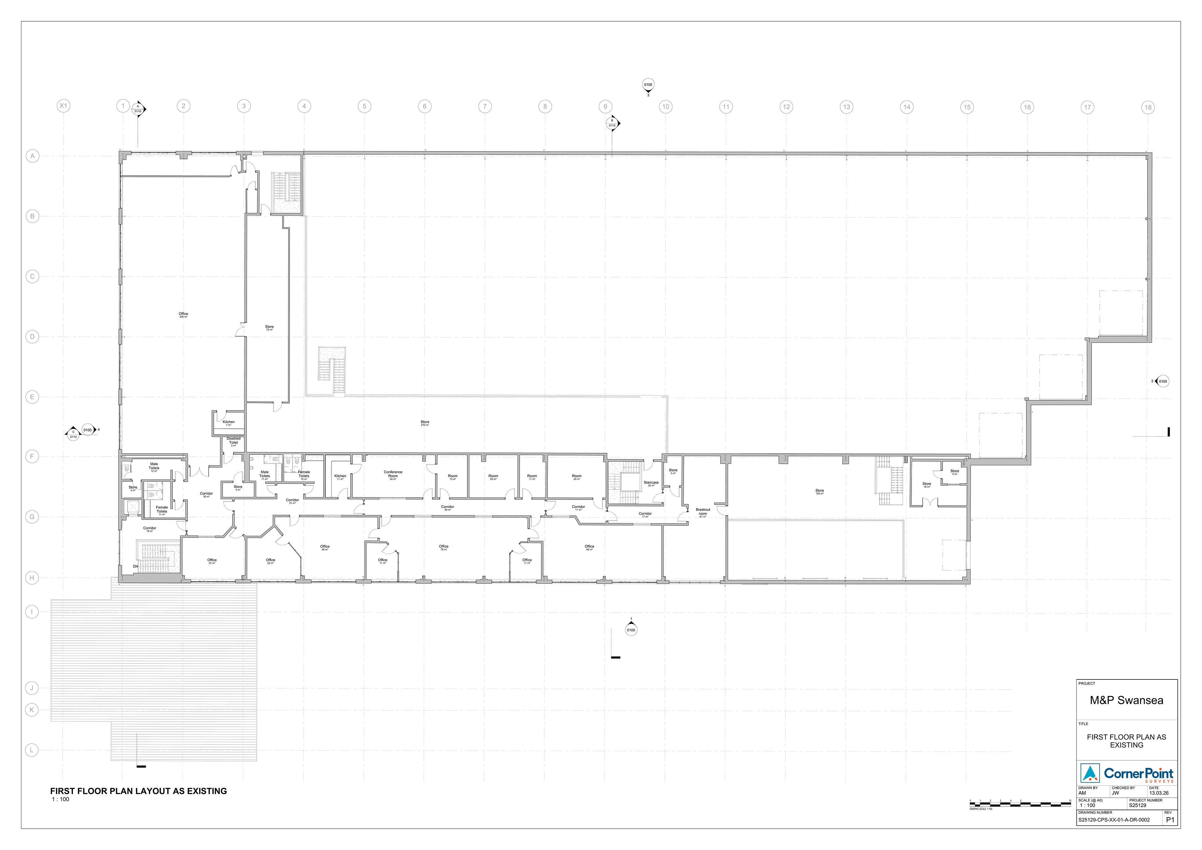 M&P Swansea showroom - first floor plan as existing