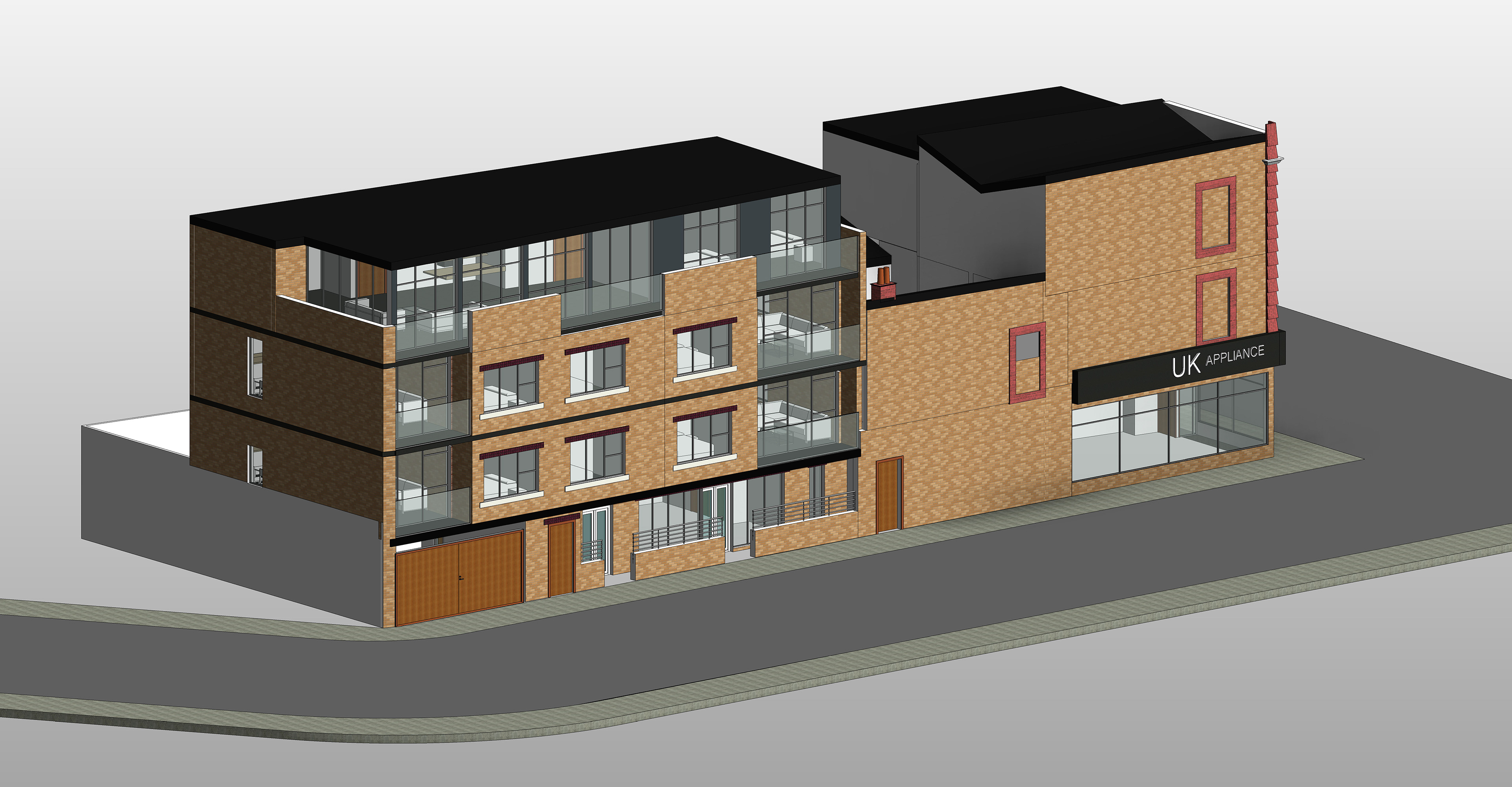 new building consists of new office, amenities, 2x 2 bed flat, 2x 1 bed flat, and lovely Penthouse. High Rd Leytonstone, London