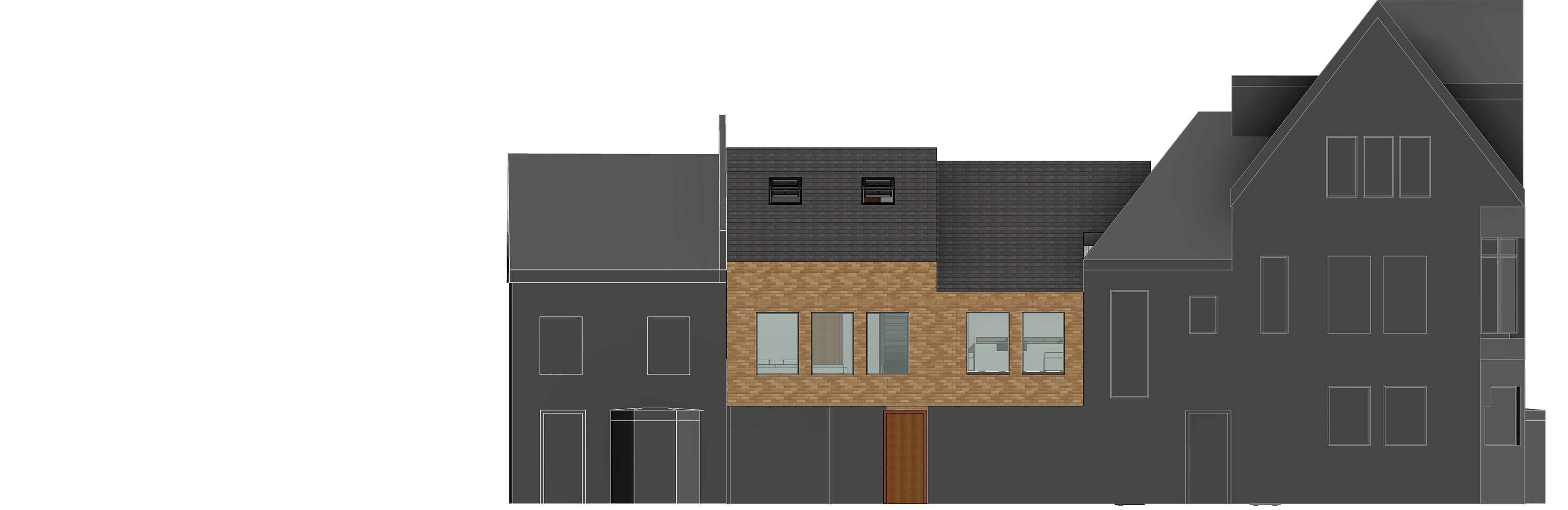 Studio flat in addition to 2-bed-House