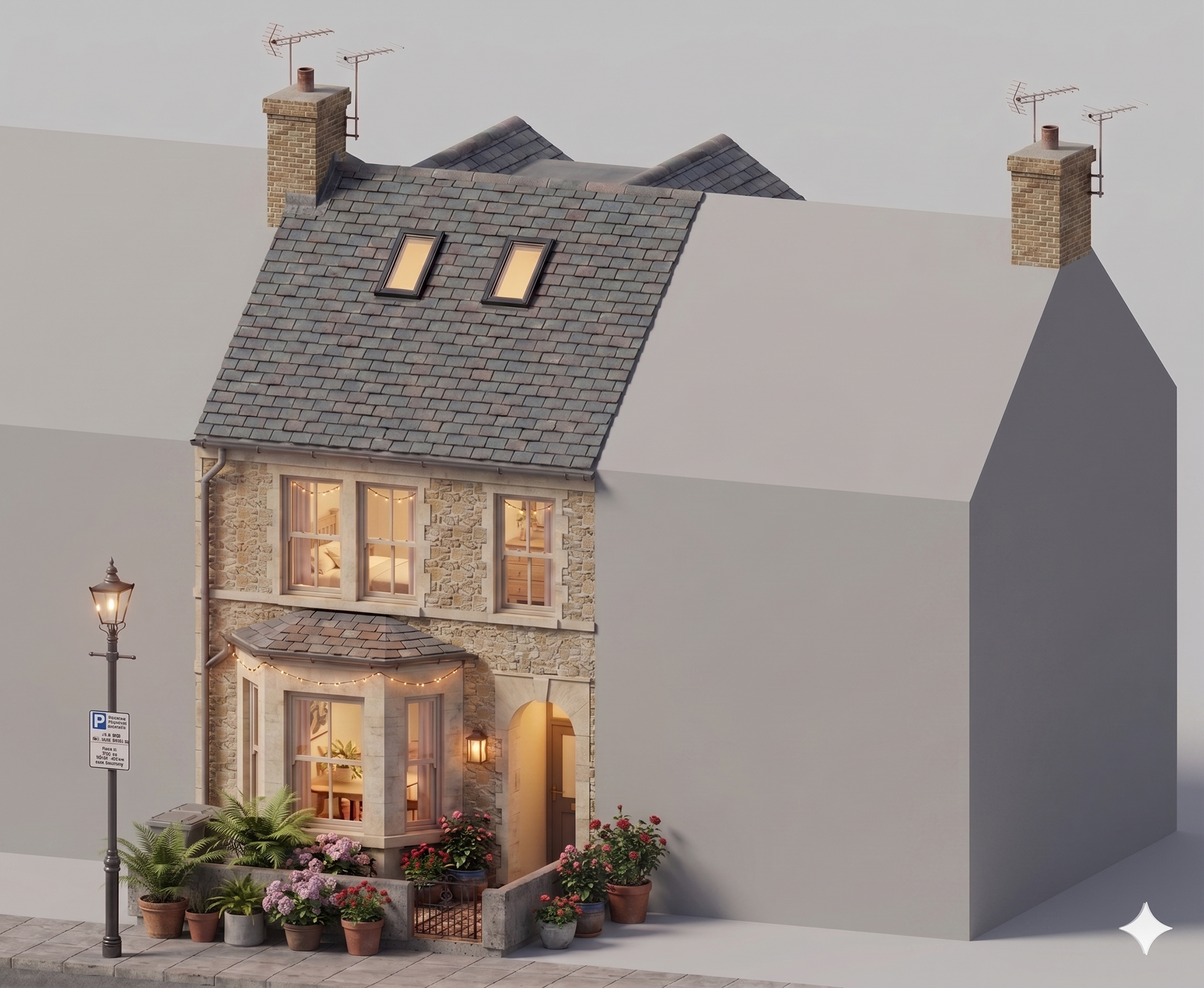 24 Talbot St, Cardiff - proposed front elevation render, conservation-area extension & loft conversion
