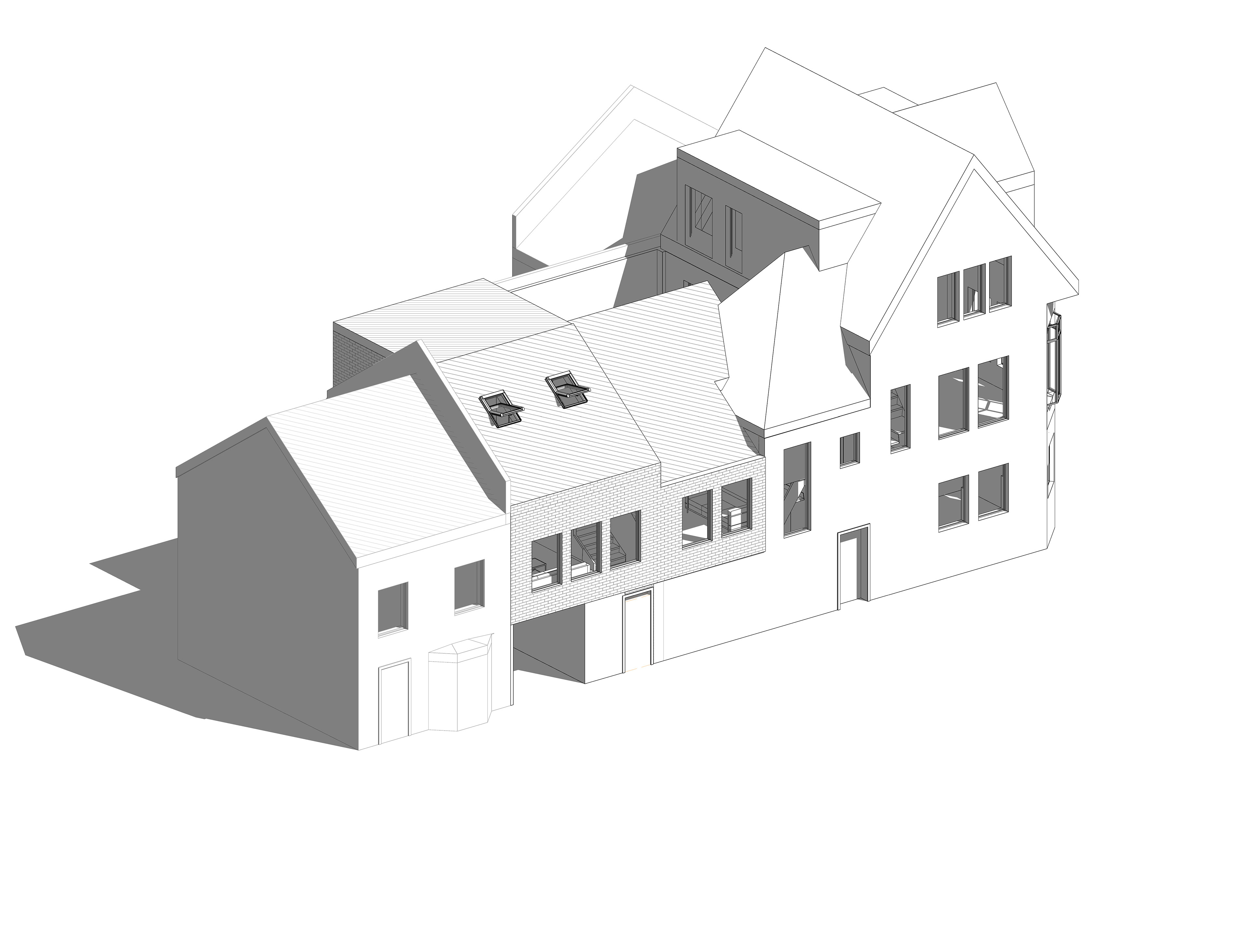 Studio flat in addition to 2-bed-House