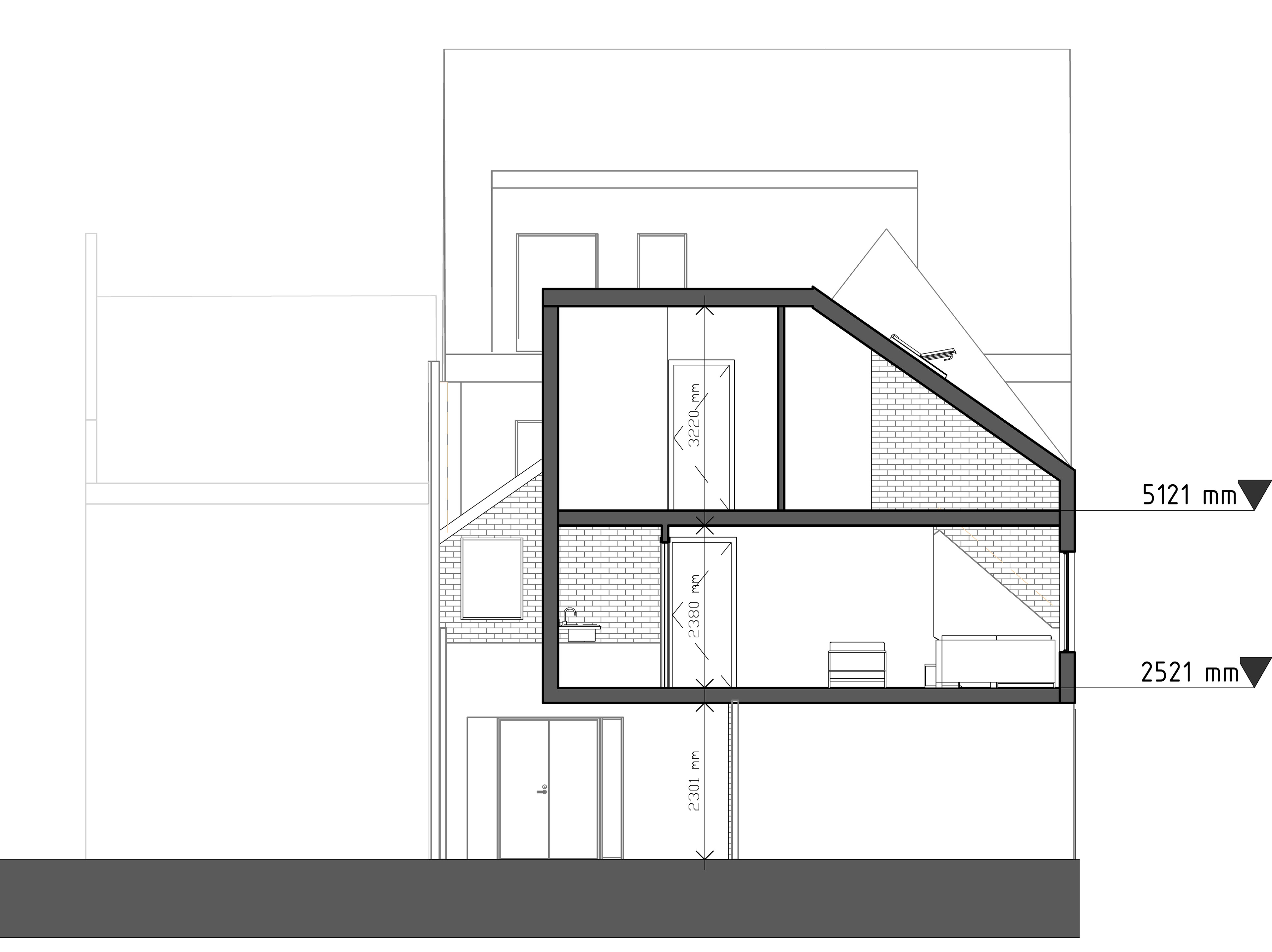 Studio flat in addition to 2-bed-House