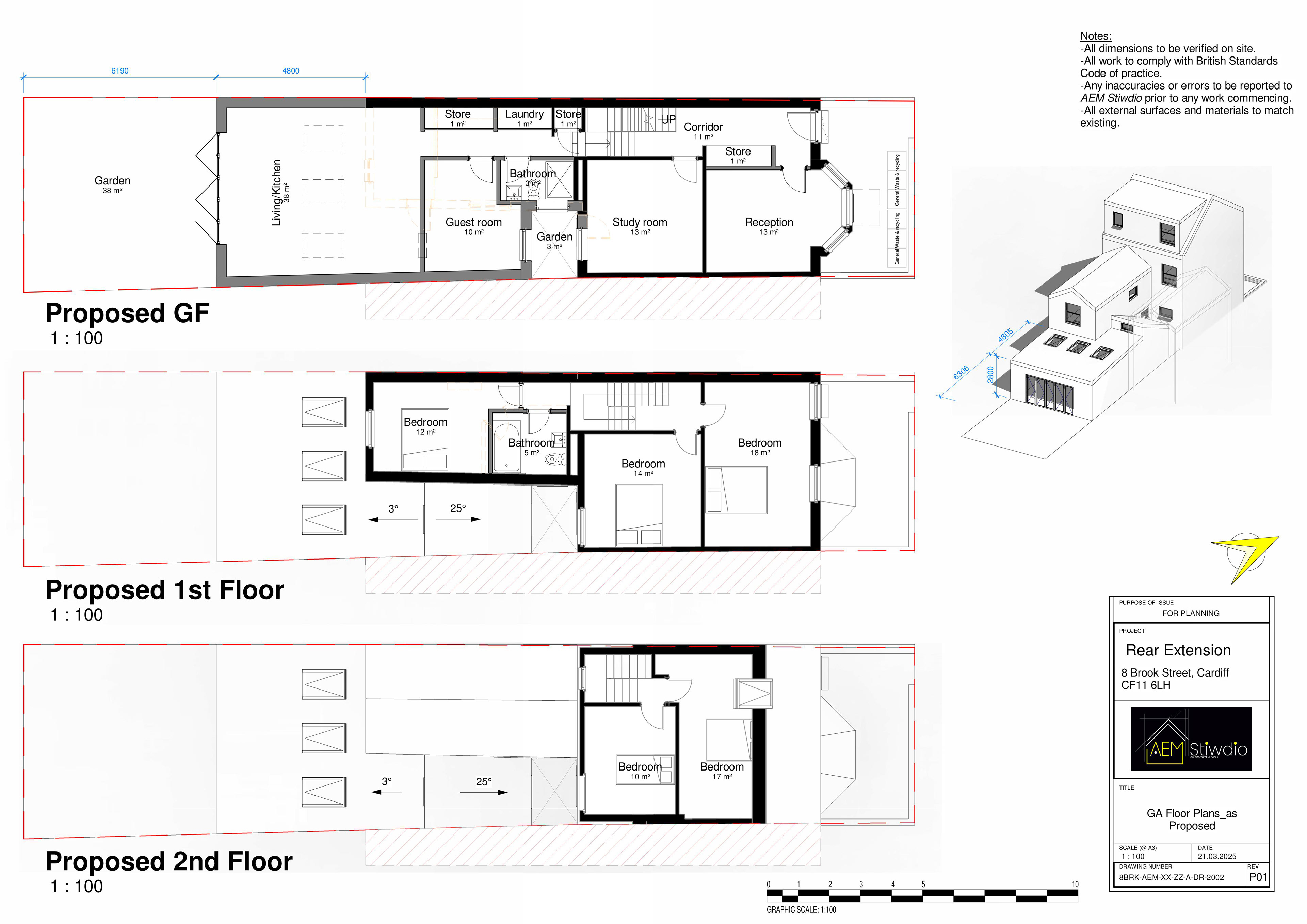 Floor Plan for Rear extension architectural plan for 8 Brook Street Cardiff
