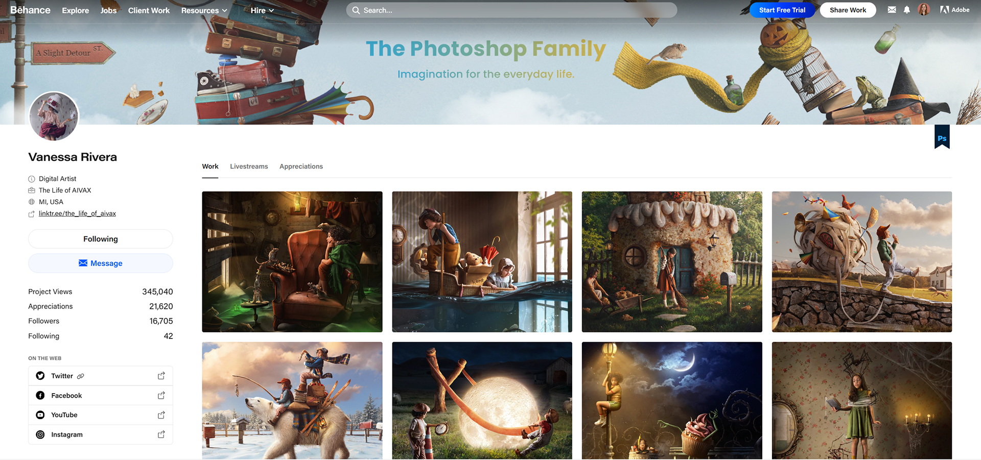 Paid creator collaboration supporting Adobe Behance's livestream program, including the curation of a creator's Behance profile as a key campaign deliverable.