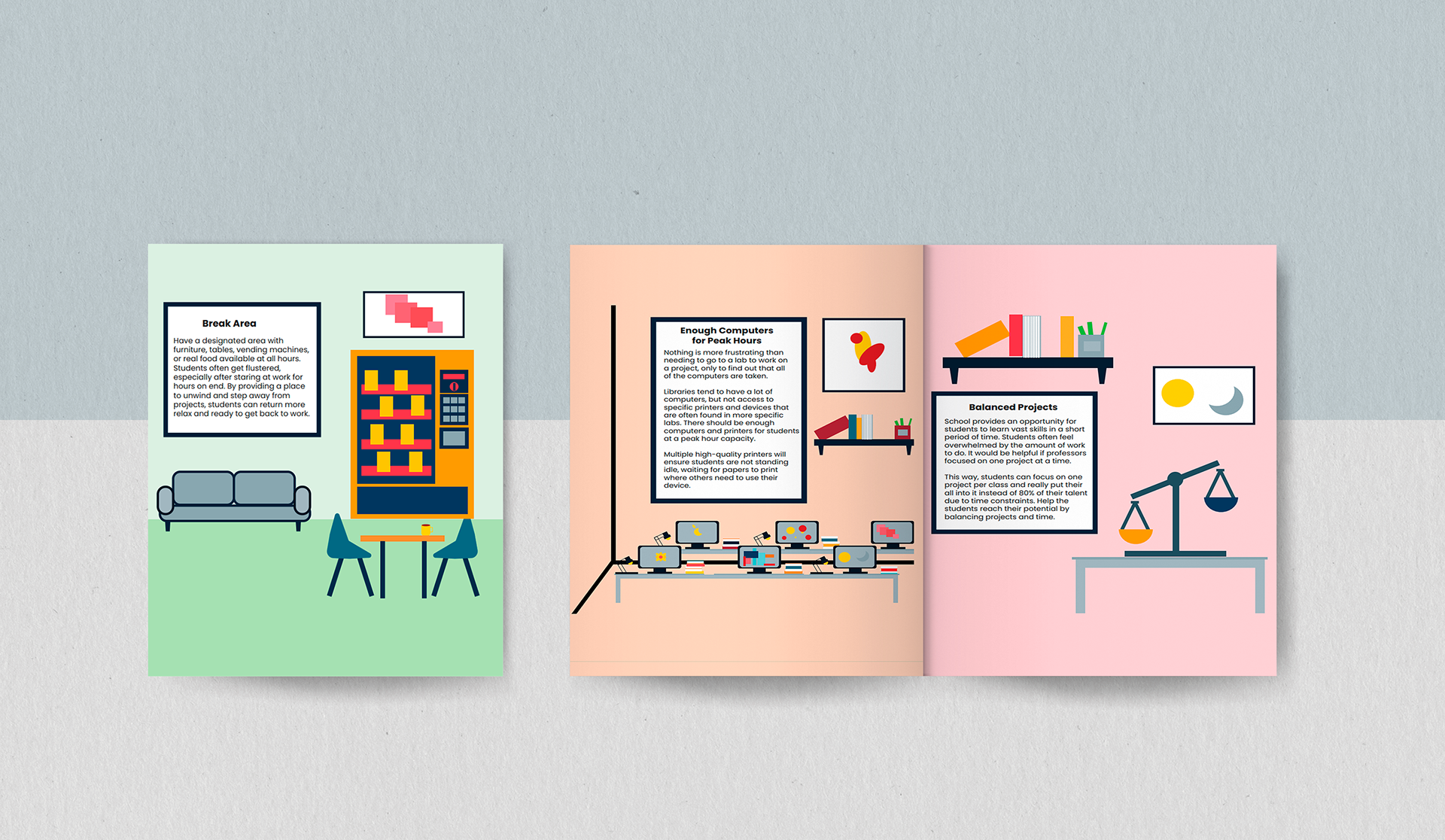 Editorial magazine concept exploring an ideal education system, featuring custom illustrations, layouts, and visual assets created from scratch.