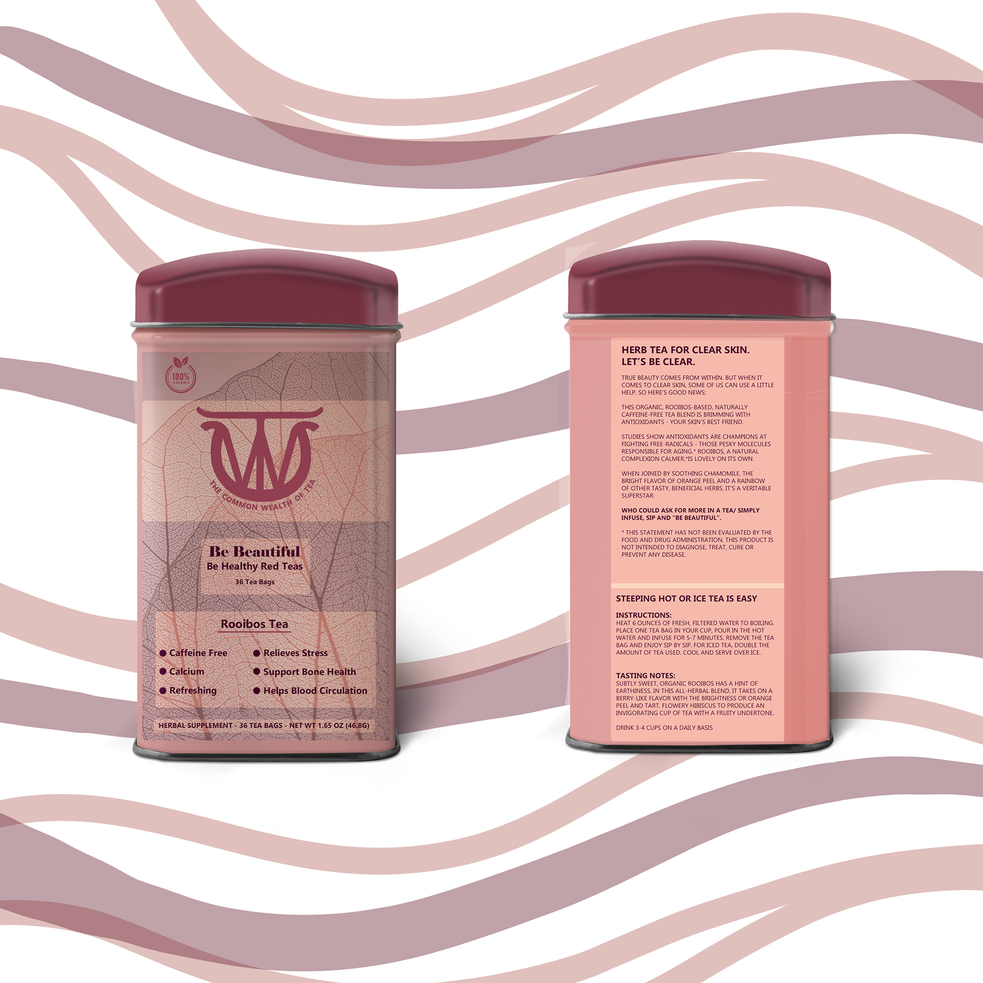 Brand identity concept for a tea company, including a custom logo, typography, and supporting visual assets.