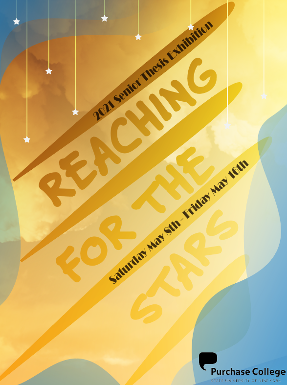 Promotional poster designed for a senior thesis exhibition, using bold color, geometric forms, and visual hierarchy to capture attention and communicate event details.