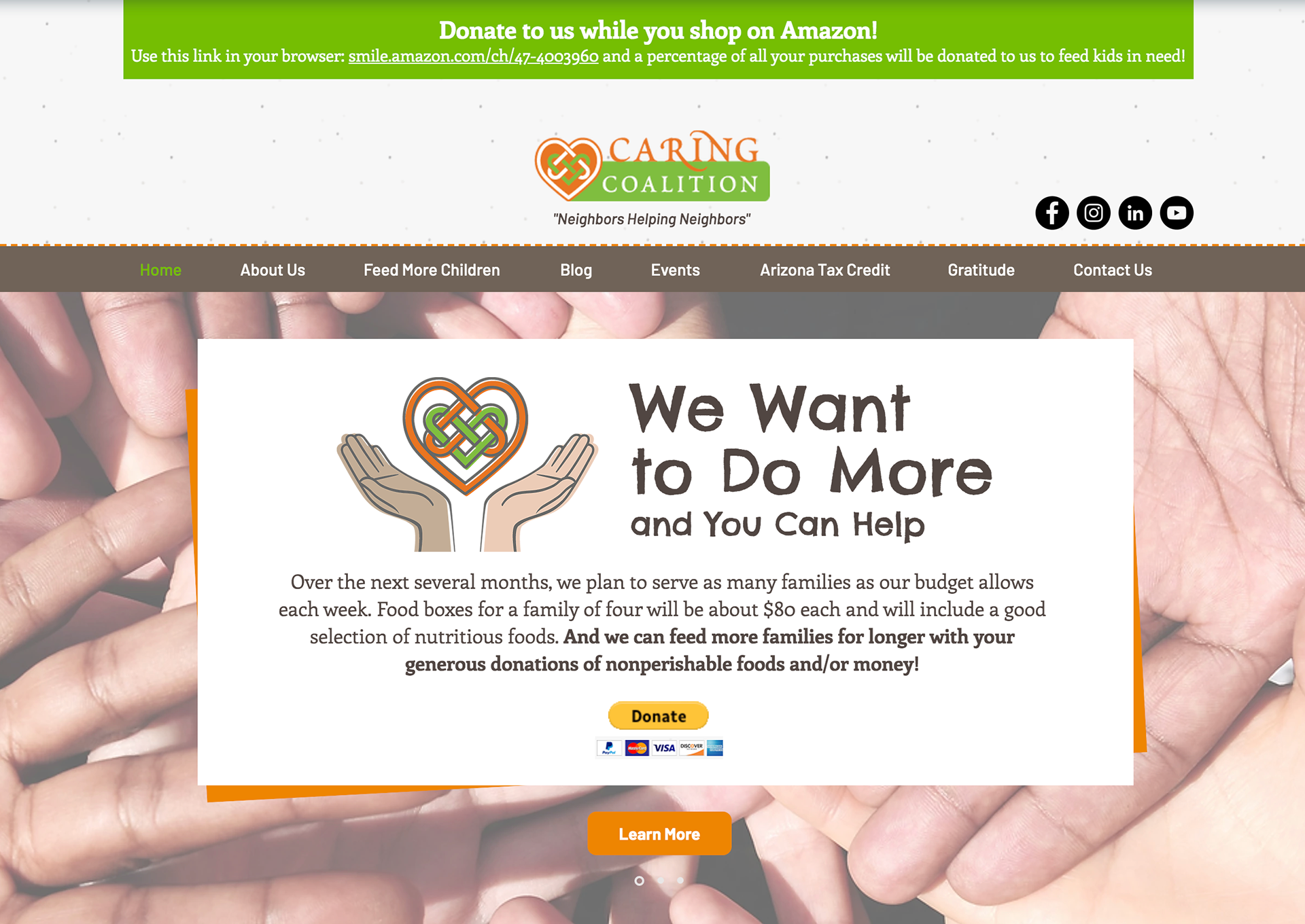 Home page slider for "We Want to Do More" campaign