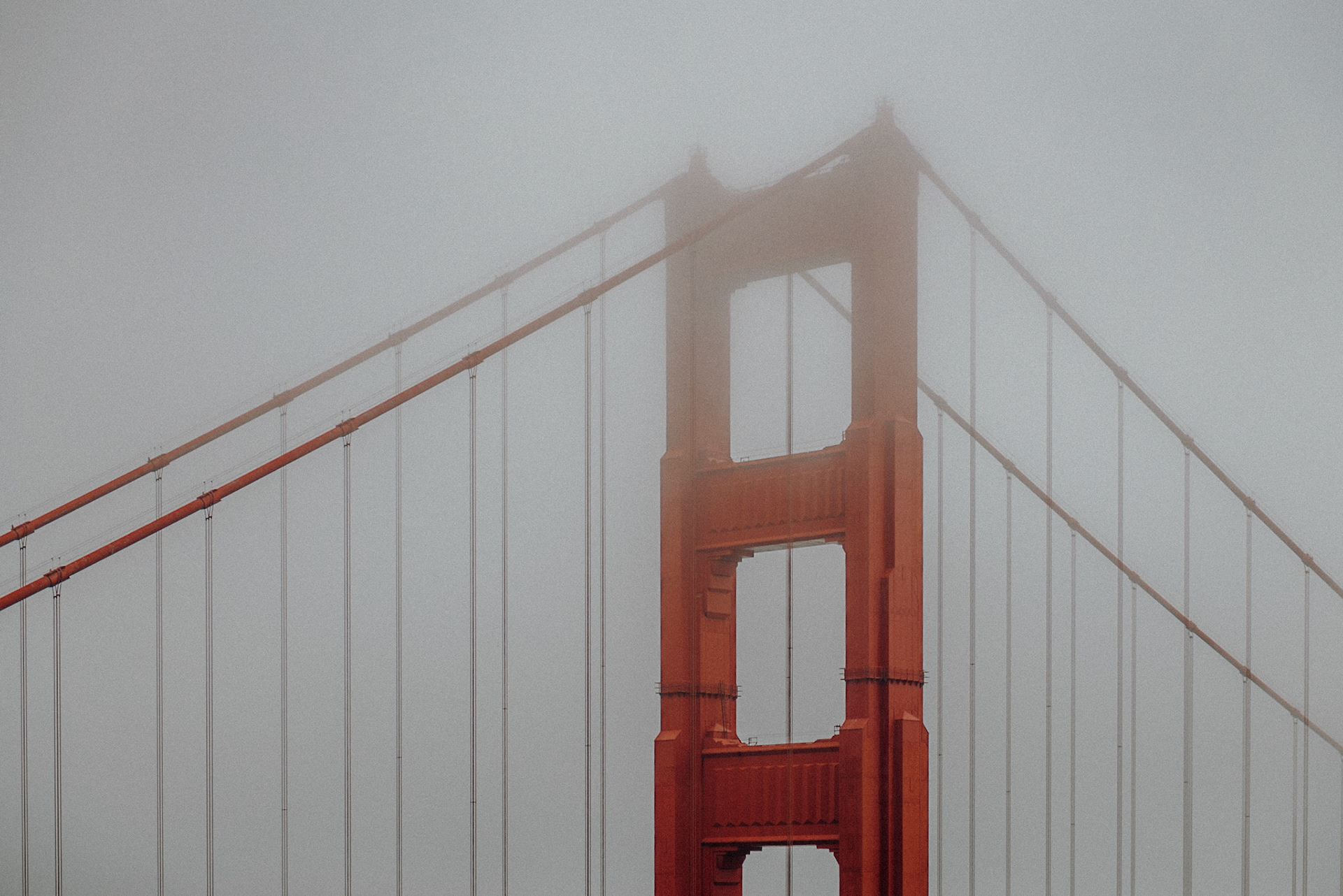 One of the towers of the Golden Gate bridge. San Francisco, California, USA.