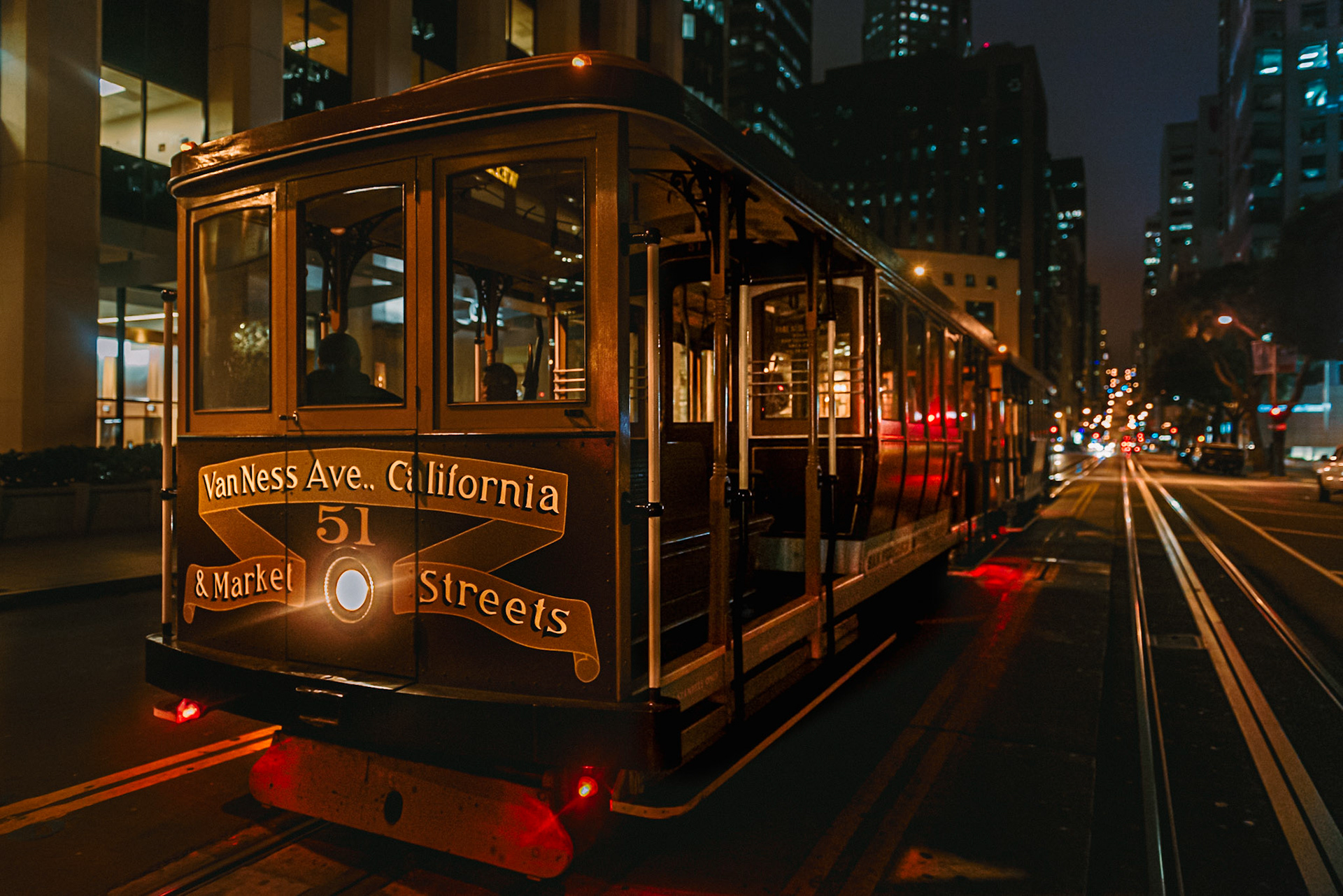 Cable Cars at California St, San Francisco. California, US.