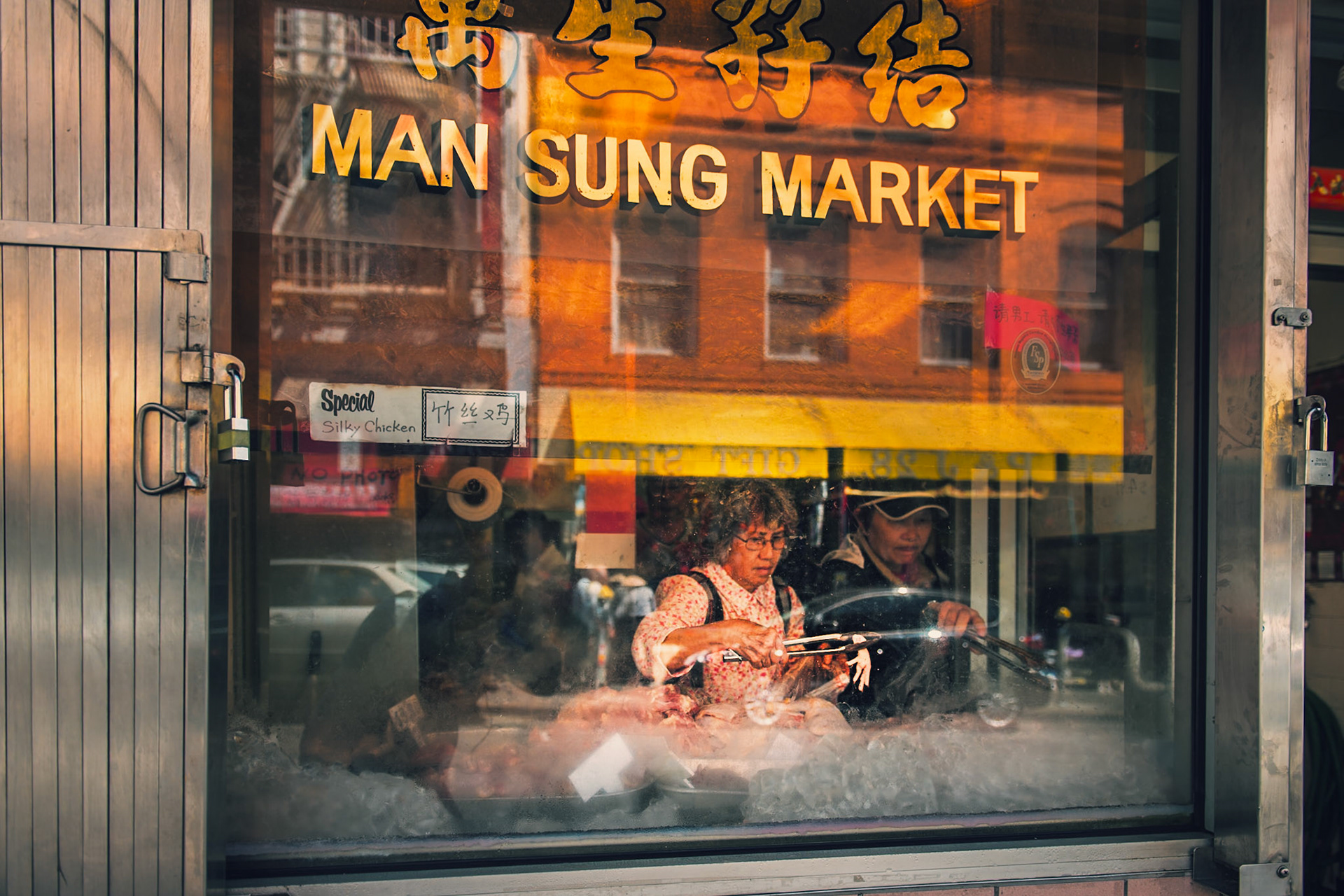 Chiken Market over Grant Avenue at Chinatown, San Francisco. California, USA.