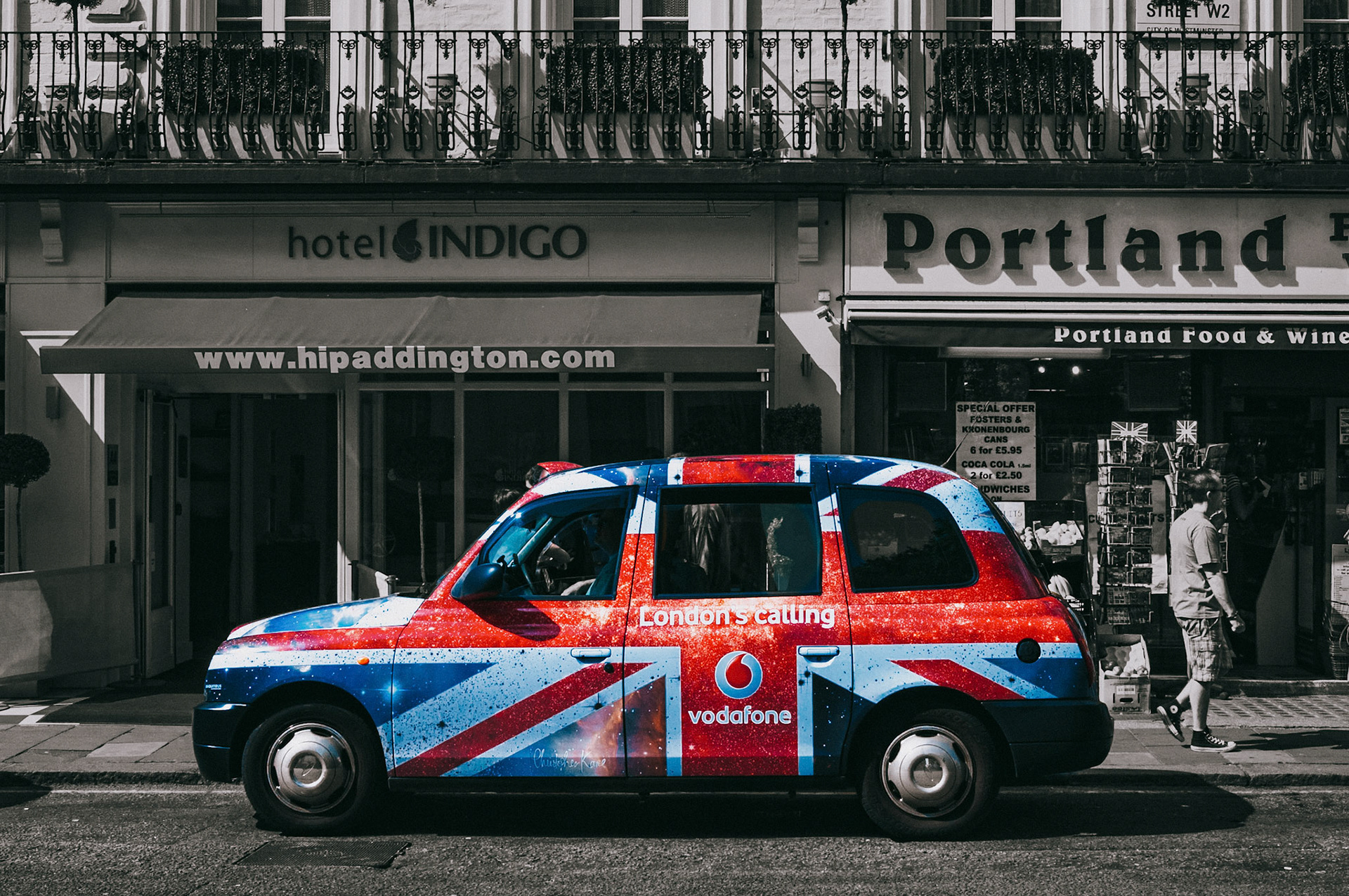 Taxi Cab at Paddingon Station. London, England.