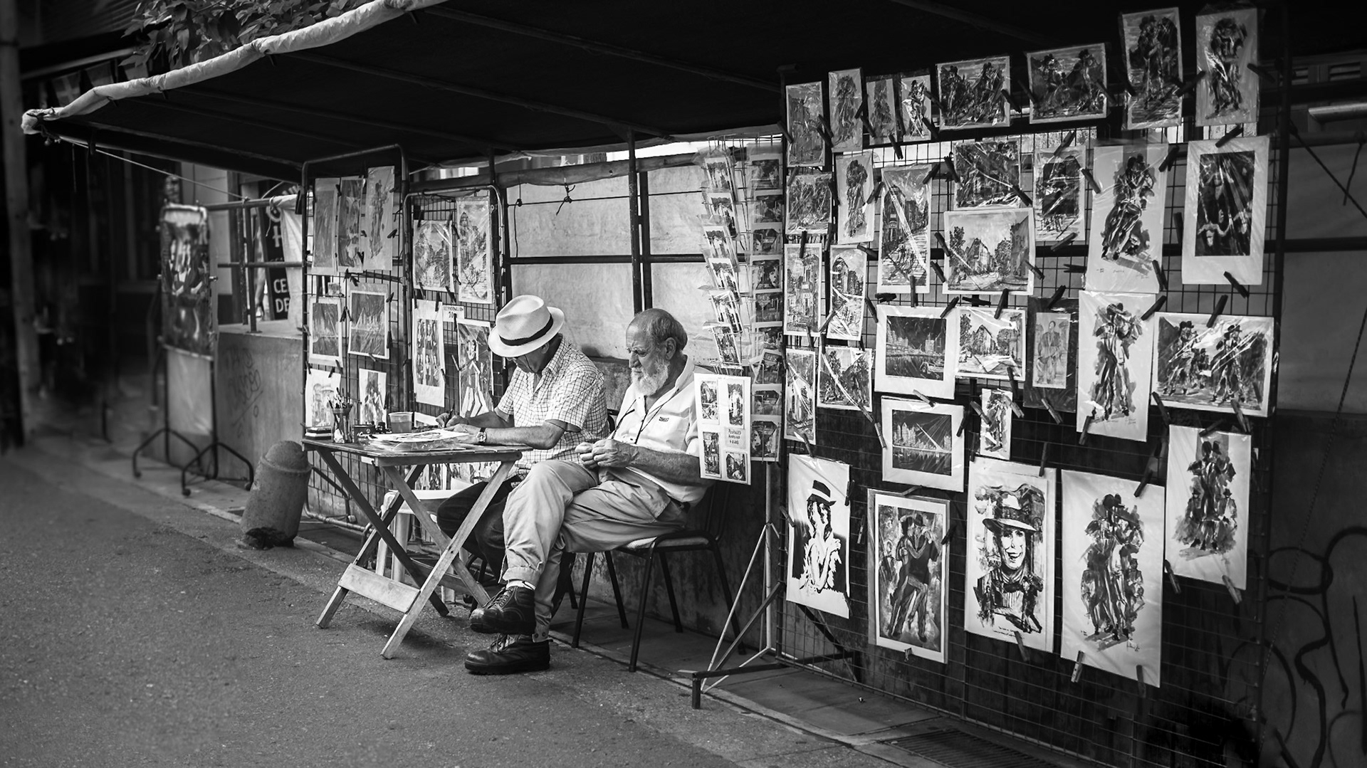 (EN) Cartoonist at Caminito's streets, La Boca. Buenos Aires, Argentina.(ES) Dibujante en las calles de Caminito, La Boca. Buenos Aires, Argentina.