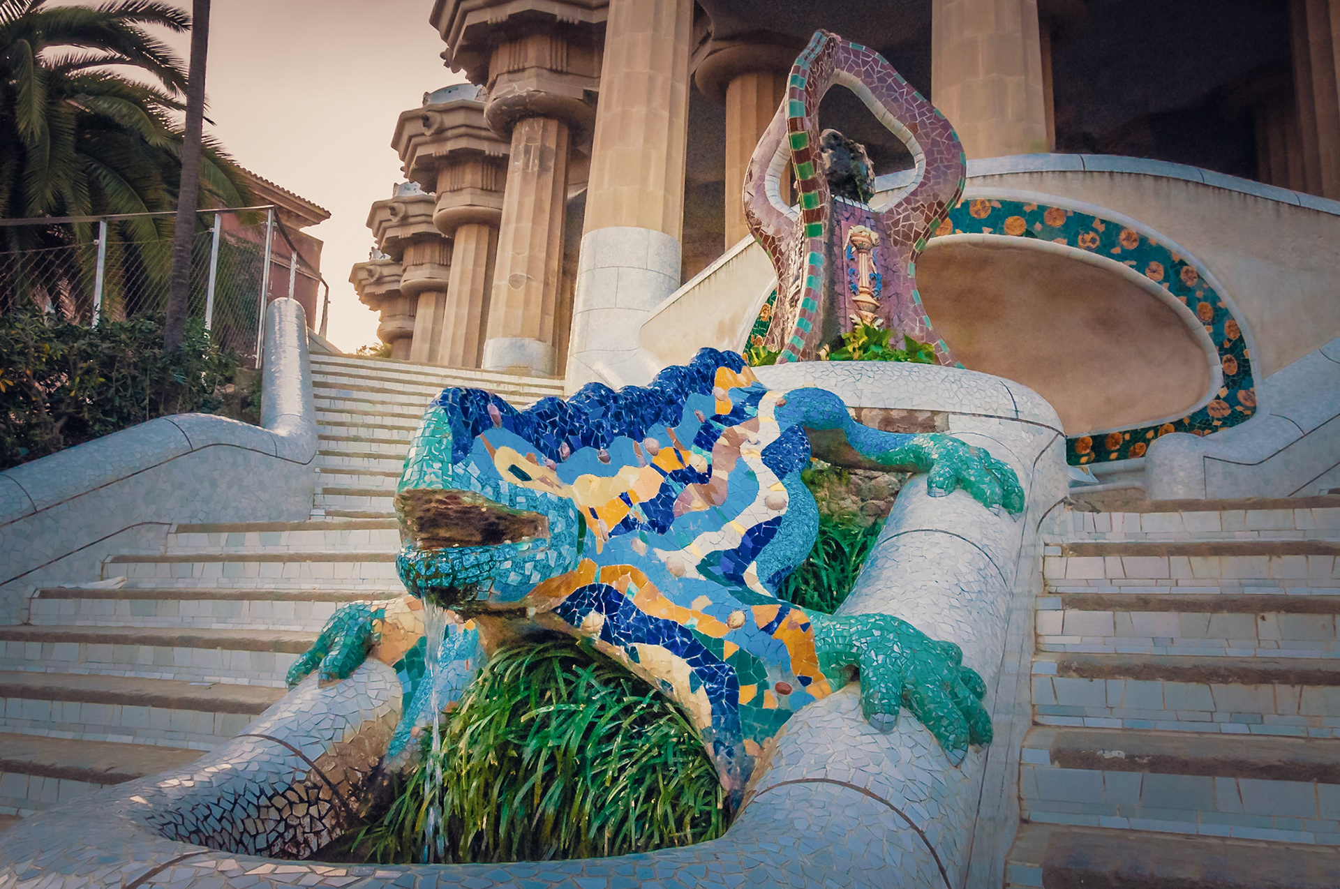 Dragon Stairway at Park Guel, Barcelona, Spain