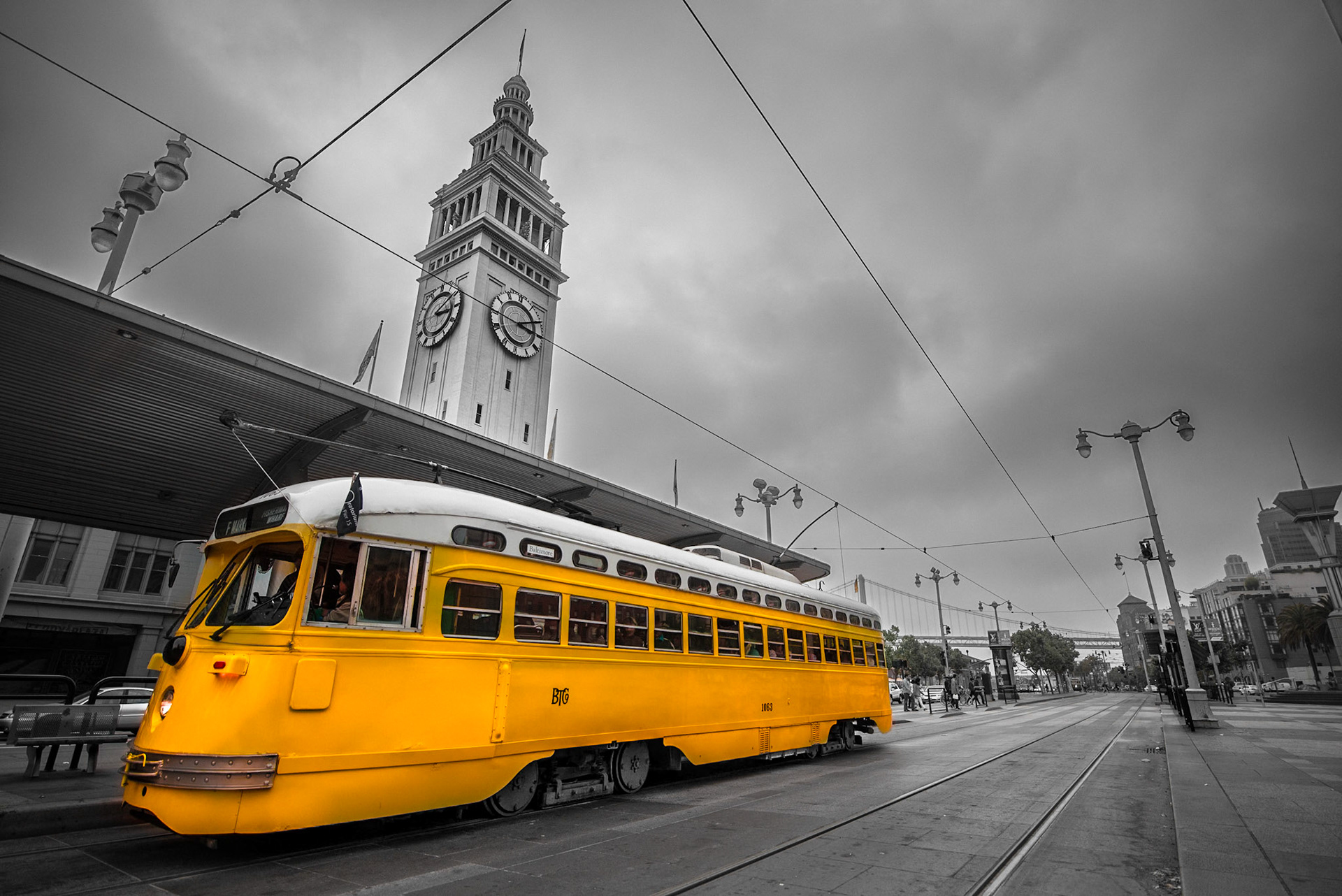 Cablecars in Embarcadero. San Francisco, California
