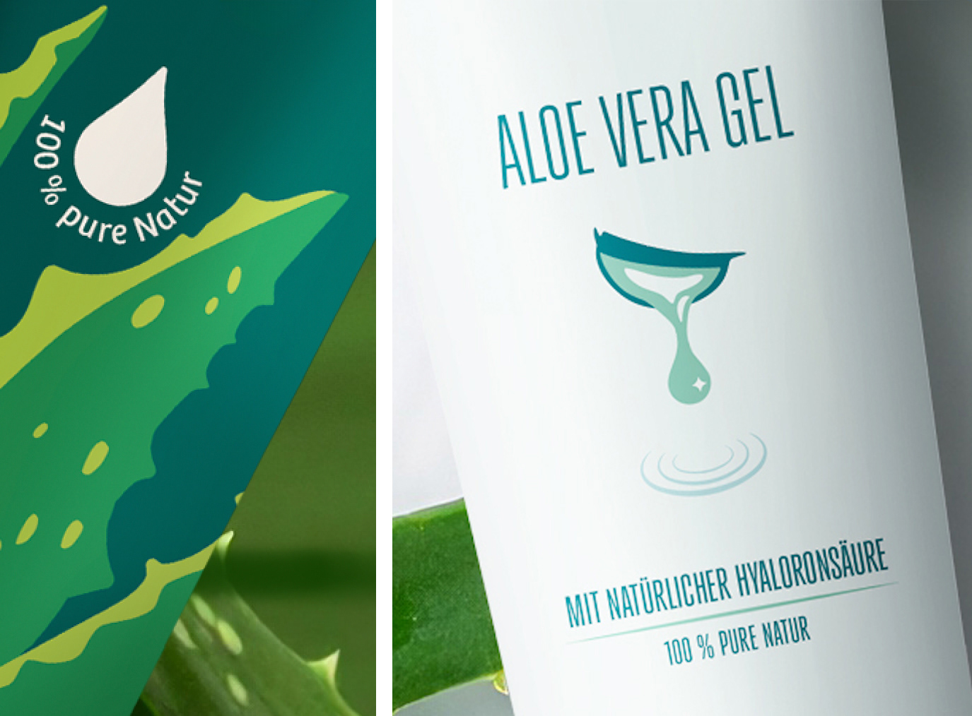 Relaunch Packaging Design, Aloe vera Gel für Maier Pharma, Brand Pharmaverde, Detailsabbildungen der Verpackungsillustrationen für eine Standtube, alle Rechte bei Stefanie Twellmann, illustratives Packaging Design