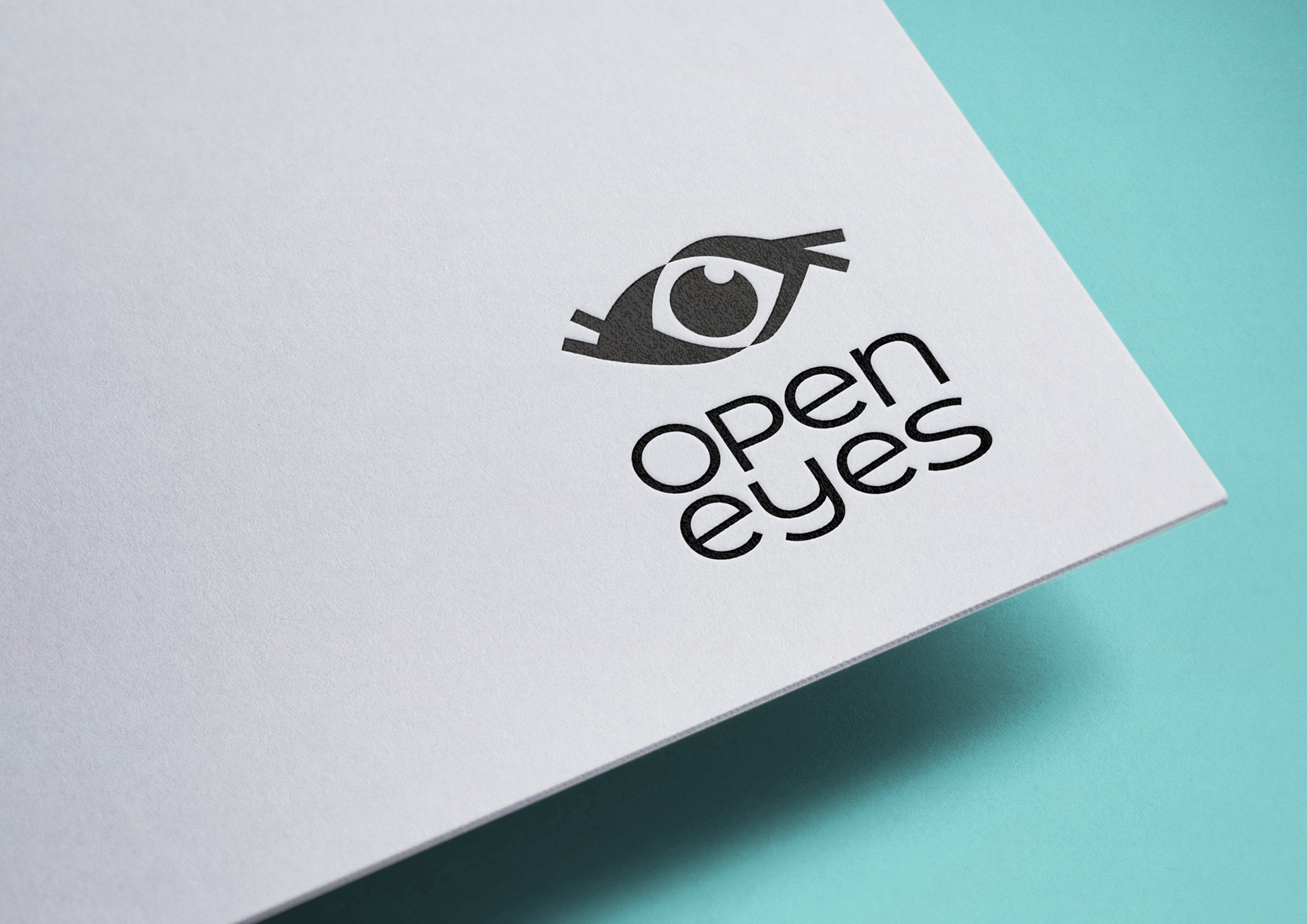 Logo auf Papier gedruckt für Open Eyes Tierkommunikation von Stefanie Twellmann Grafik und Illustration, Hamburg
