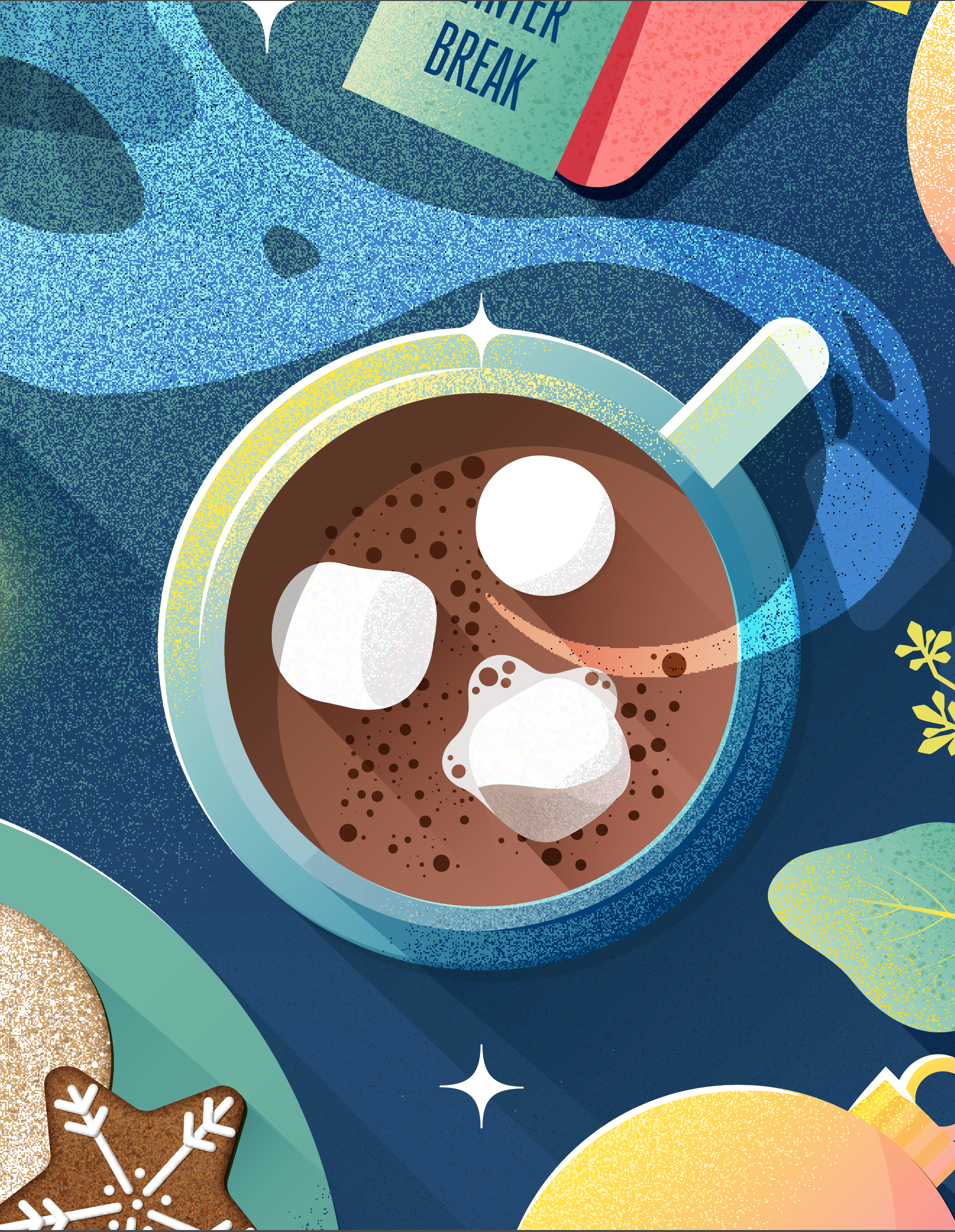 Winter Break Motiv, Teilausschnitt mit Tasse und Dampf-Fahne, Stefanie Twellmann, Hamburg