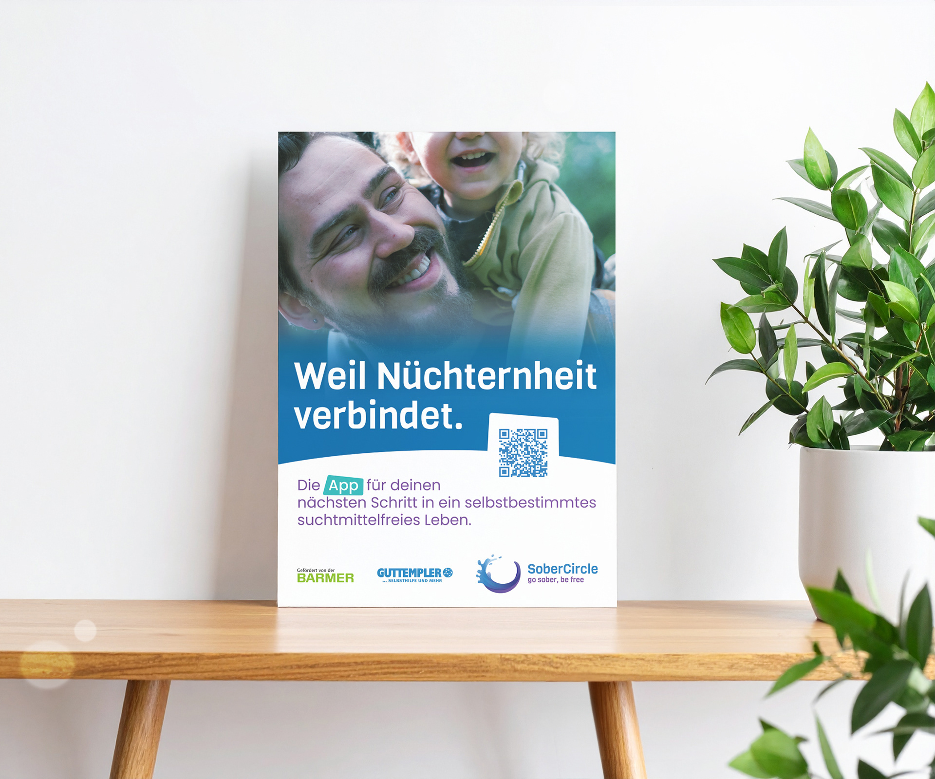 Posterdesign zum Launch der App SoberCircle, gestaltet von Stefanie Twellmann, Grafik und Illustration, Hamburg, im Auftrag der Guttempler in Deutschland e. V.