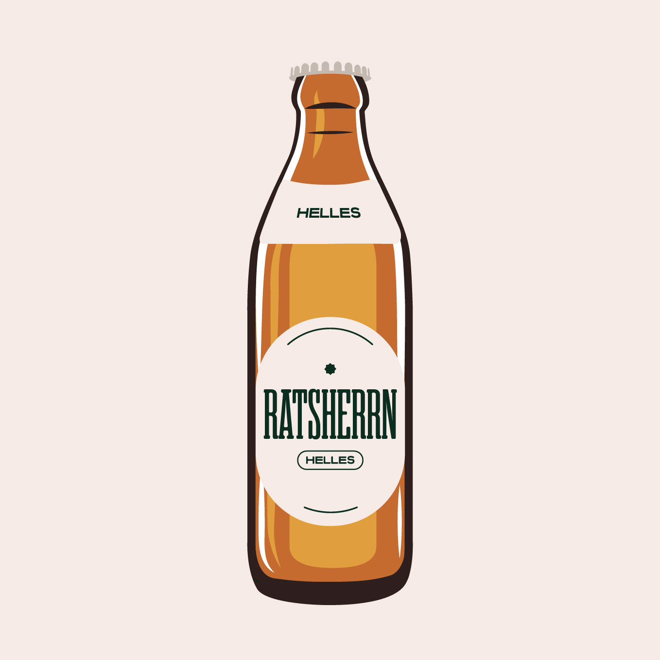 Illustration der Ratsherrn HELLES Flasche im neuen Design, Stefanie Twellmann, Grafik und Illustration