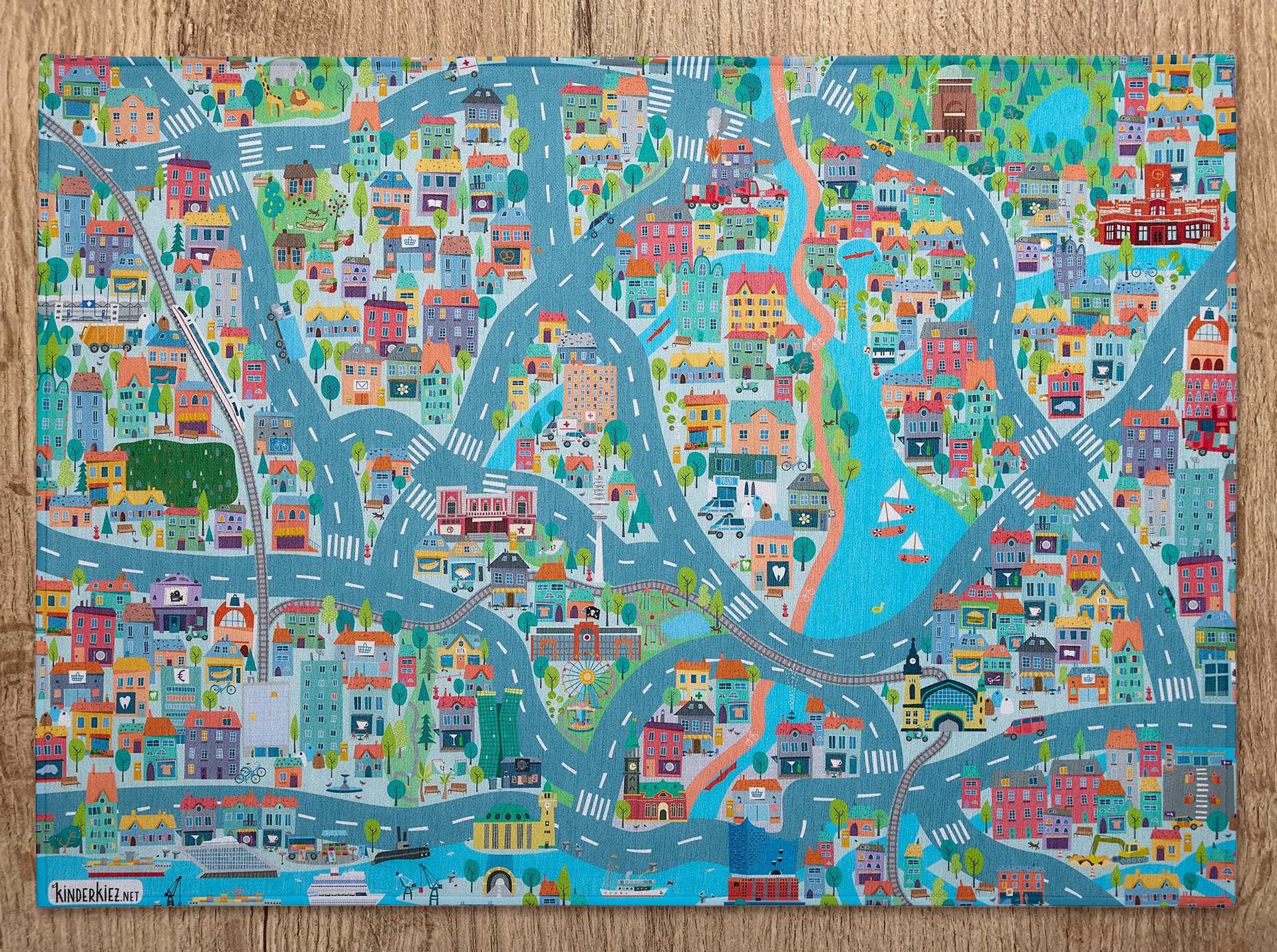 Illustrierter Spielteppich – ganz Hamburg aus Kinderaugen, Vektorillustrationen, Design, final Artwork von Stefanie Twellmann