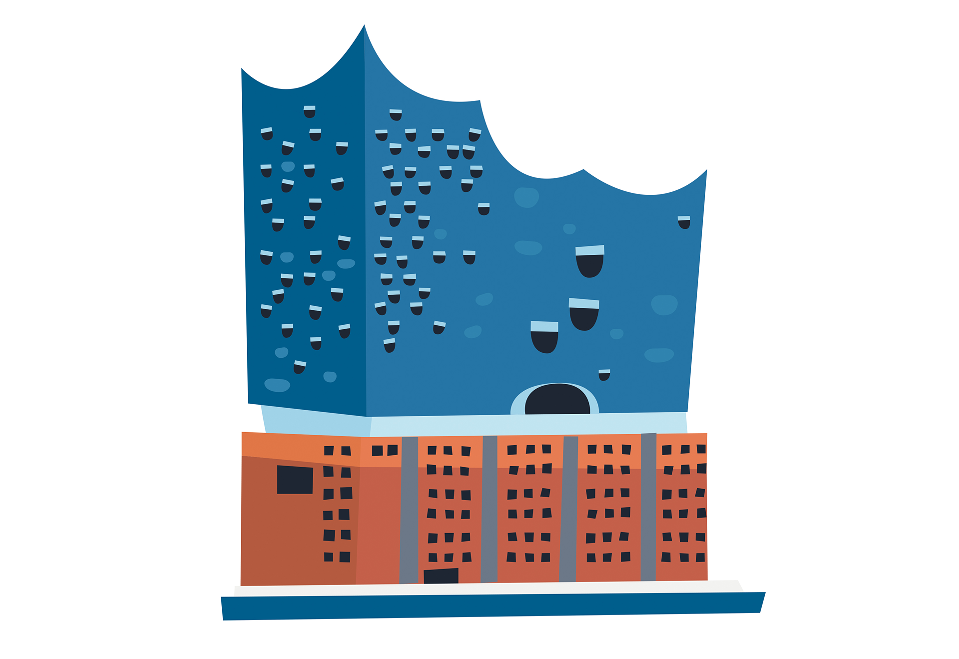 Vektor-Illustration der Hamburger Elphi // illustrierter Stadtplan von Hamburg