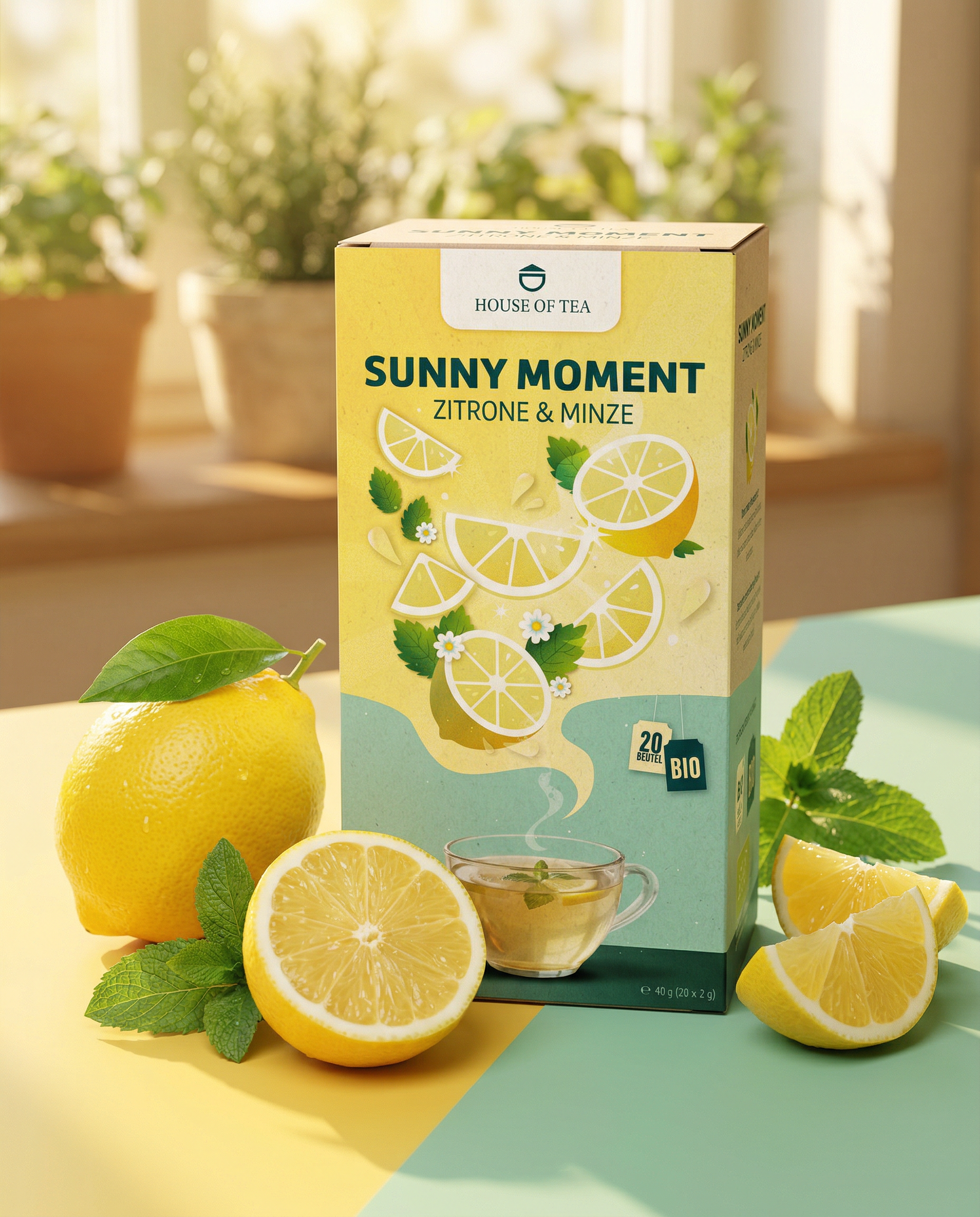 Packaging Design Teeverpackung, Fotoabbildung Mockup